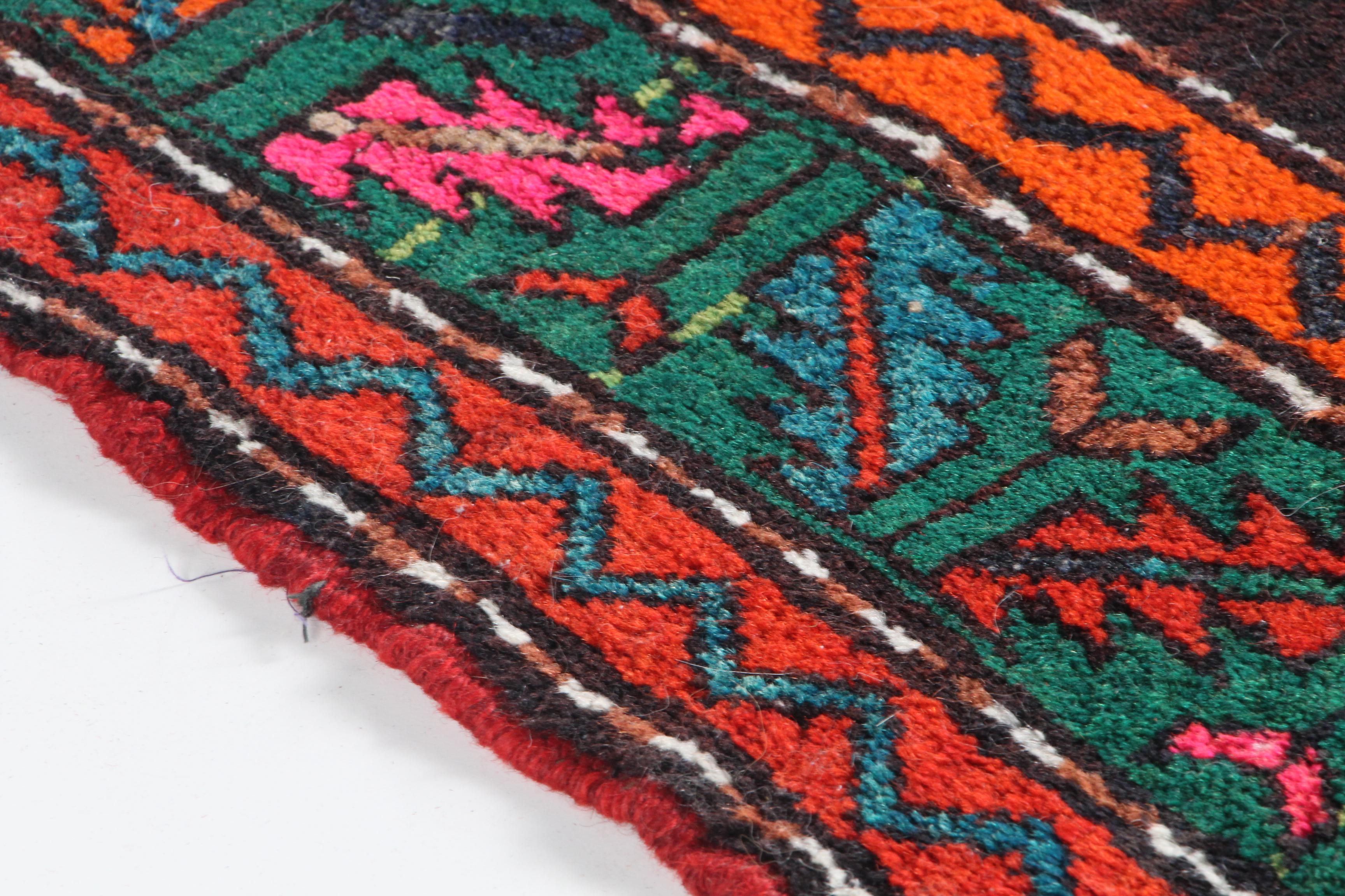 Hand-Knotted Caucasian Kazak Wool Long Rug