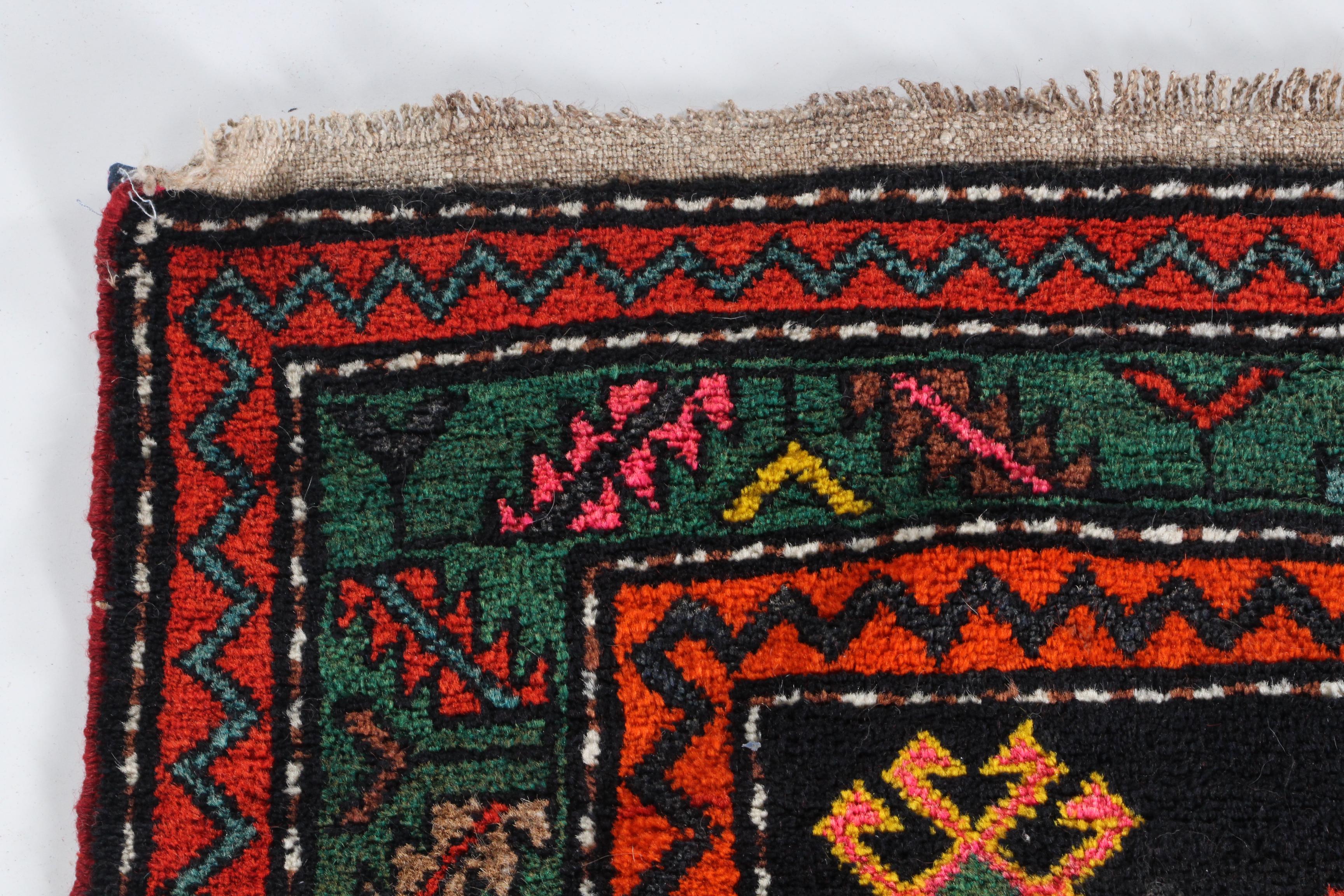 Hand-Knotted Caucasian Kazak Wool Long Rug