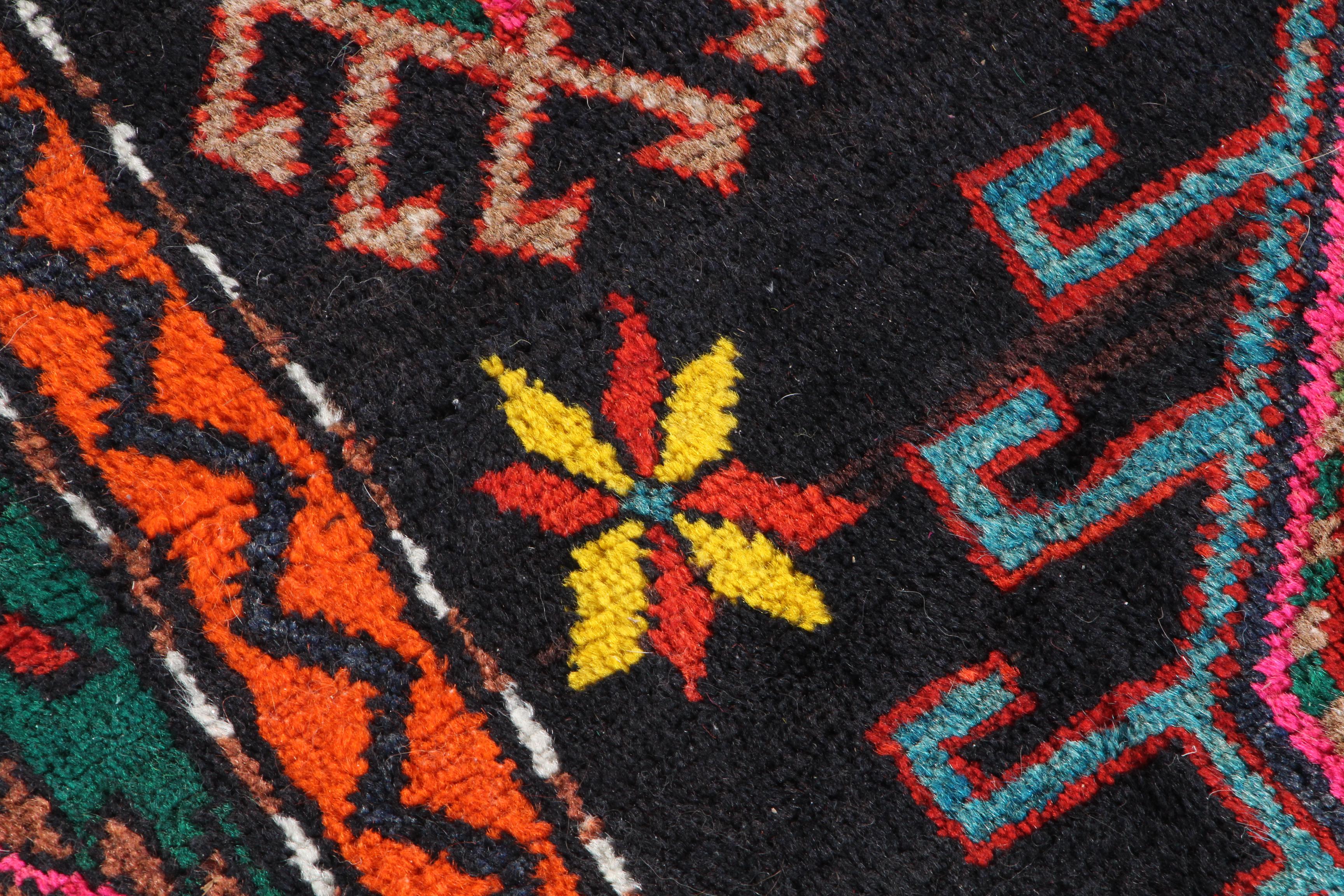 Hand-Knotted Caucasian Kazak Wool Long Rug
