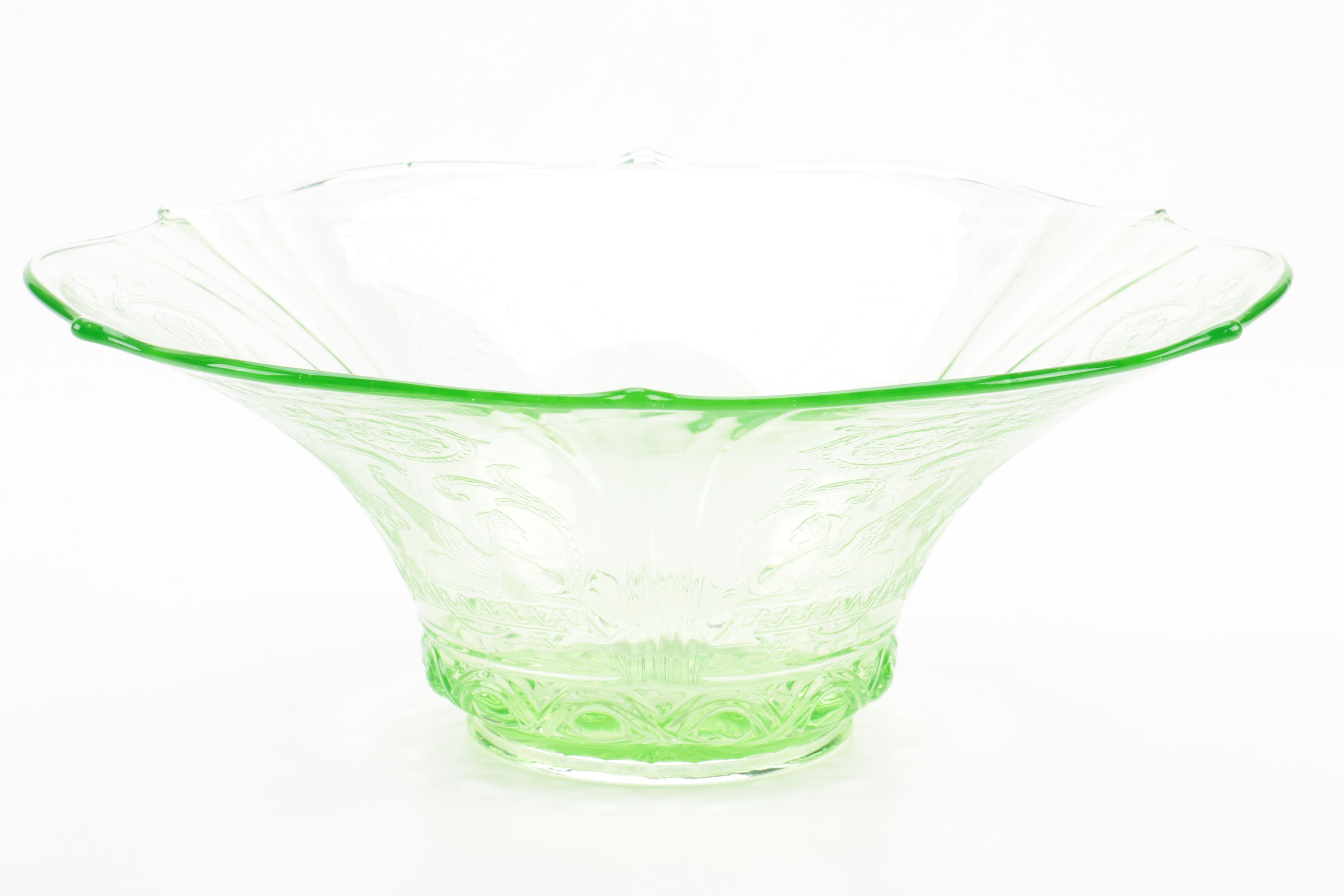 Vaseline Glass Tableware and Green Glass Goblets