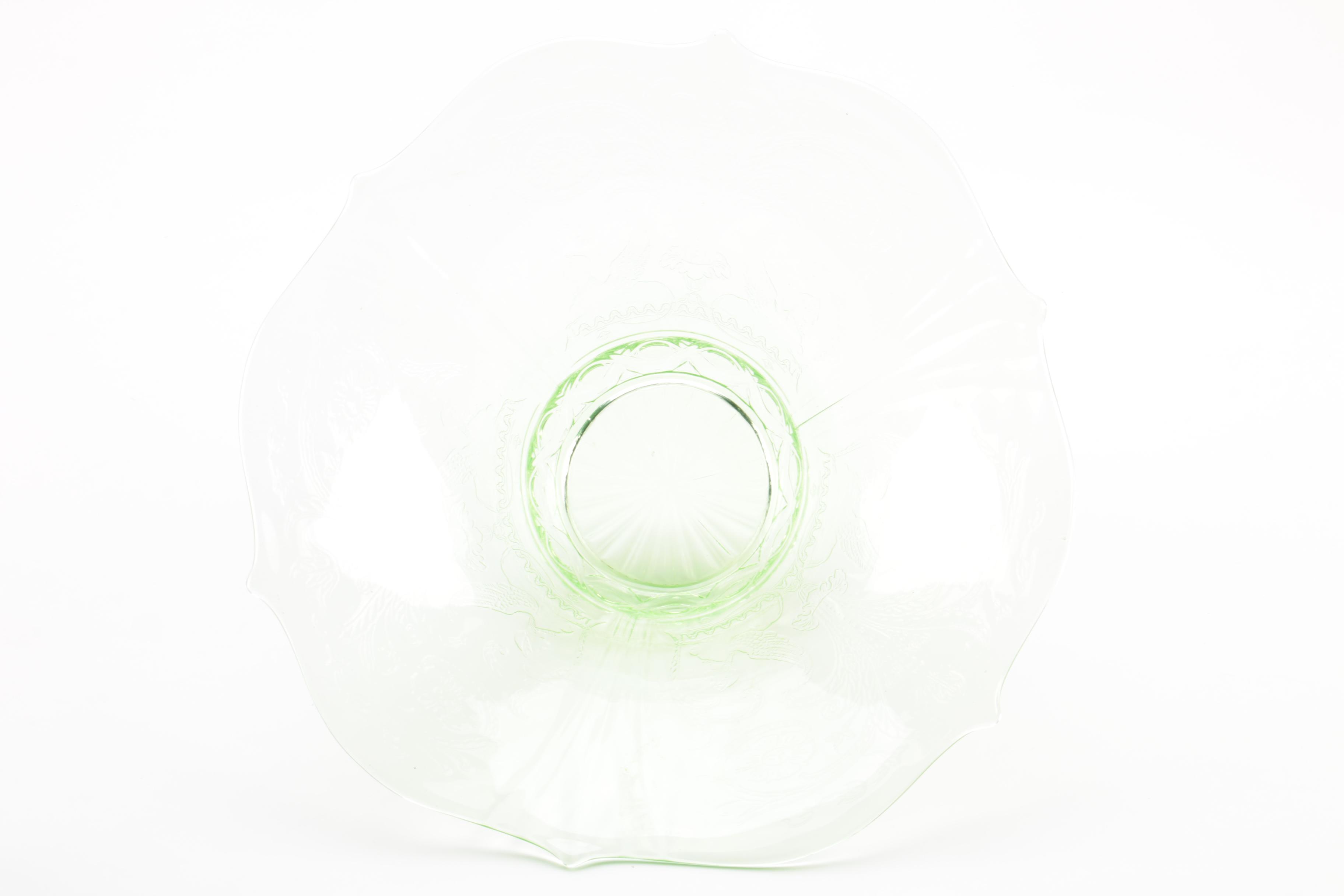 Vaseline Glass Tableware and Green Glass Goblets