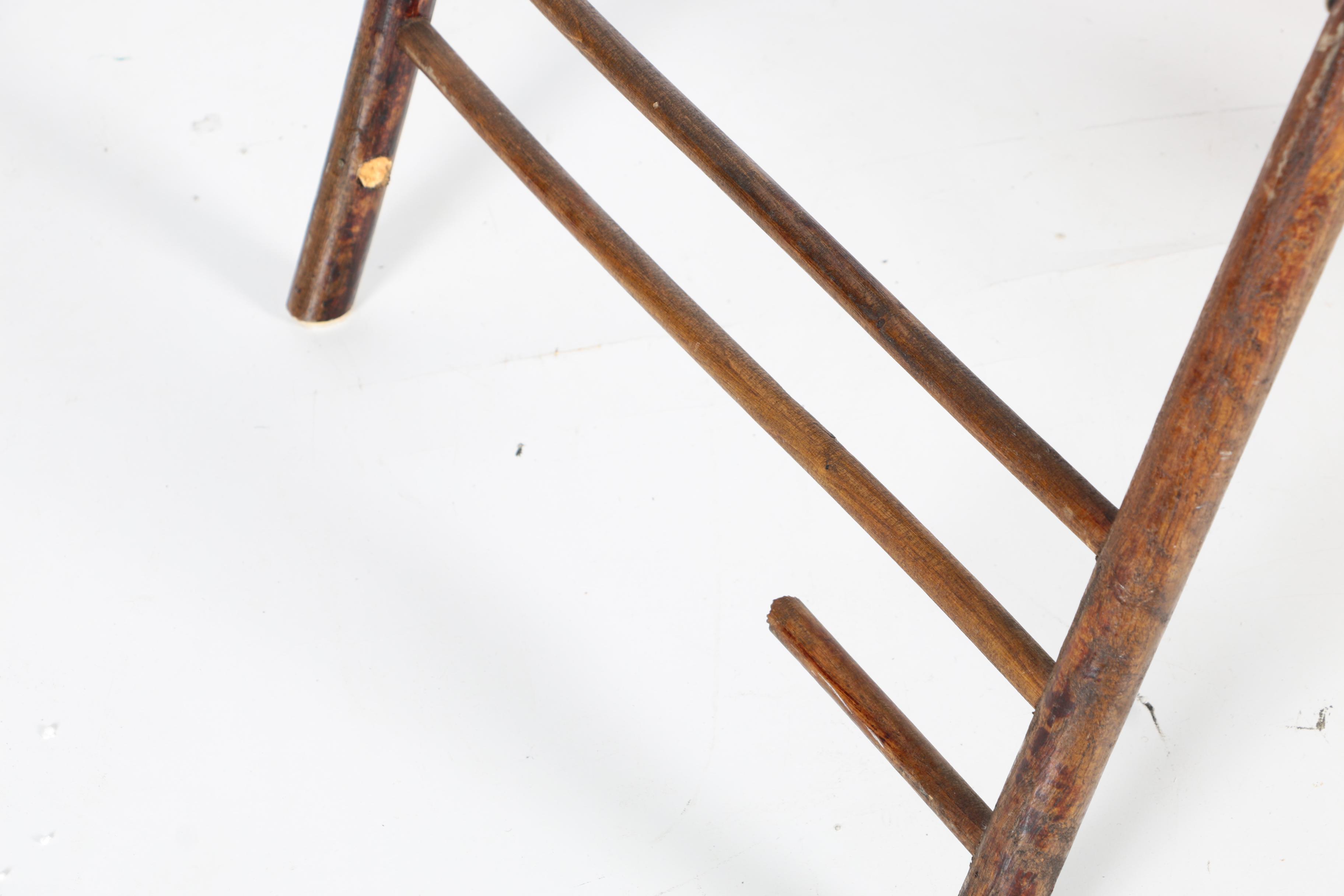 Six Wooden Folding Chairs with Reed and Bamboo Motif