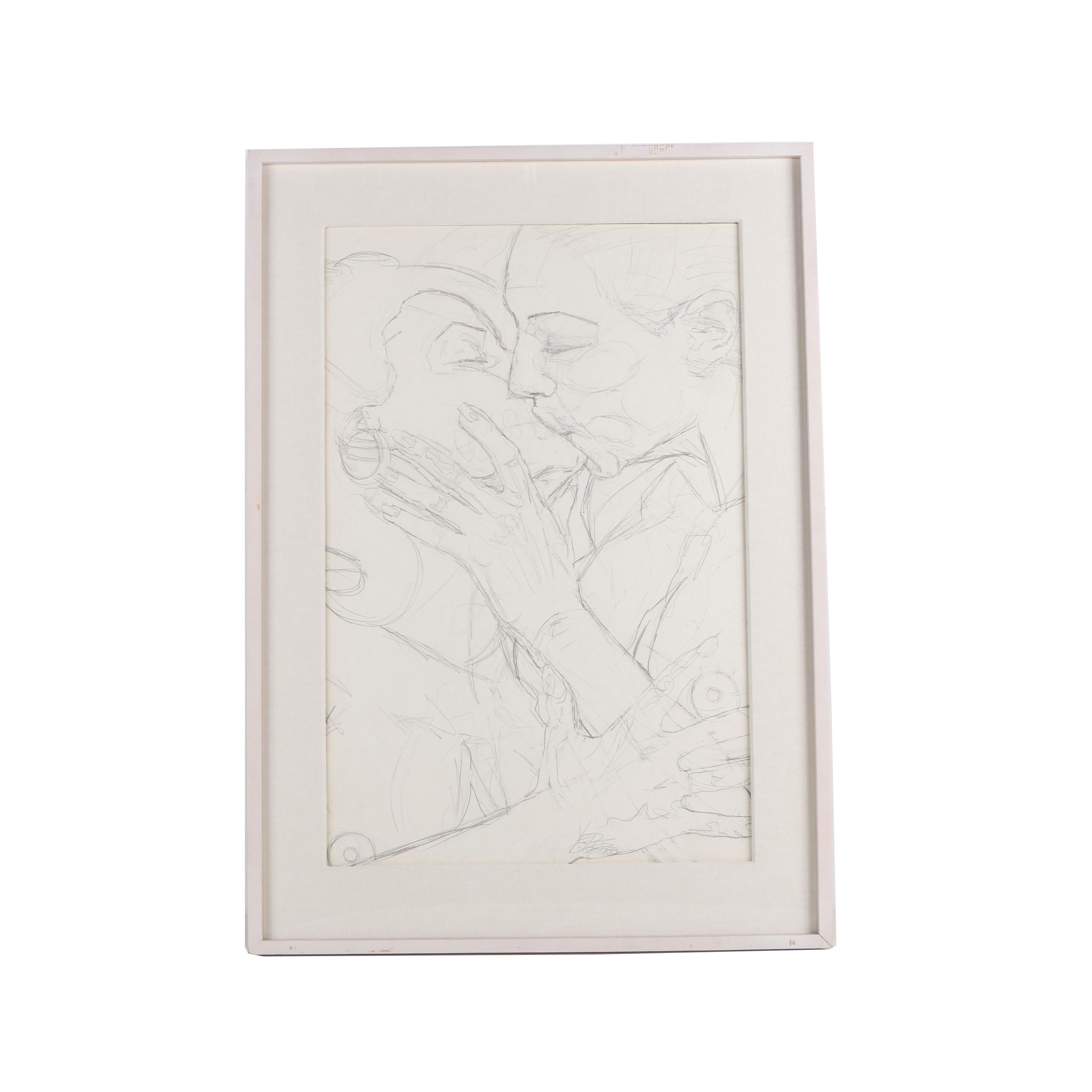George Yepes Pencil Sketch of Kissing Couple