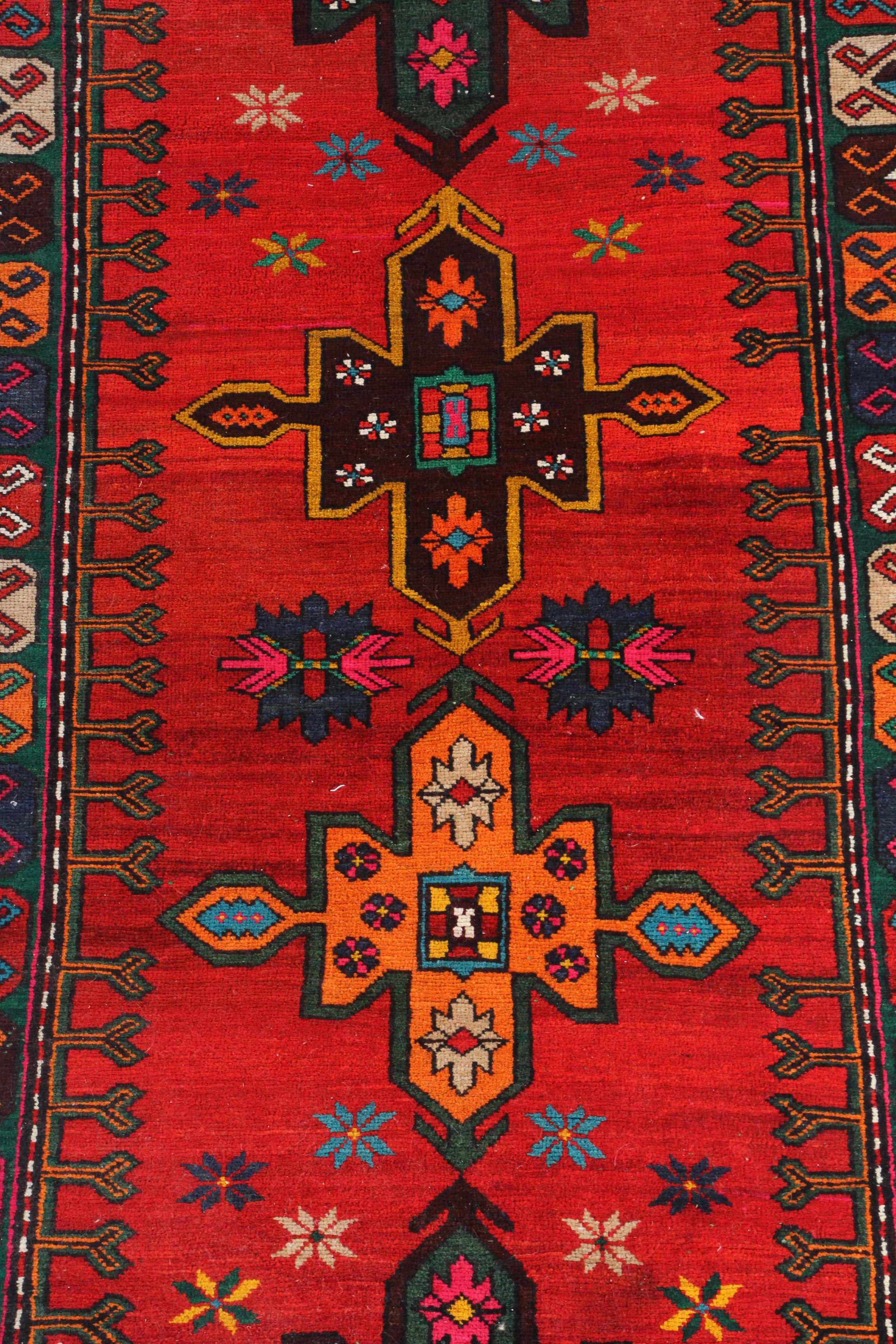 Hand-Knotted Caucasian Karabagh Wool Long Rug