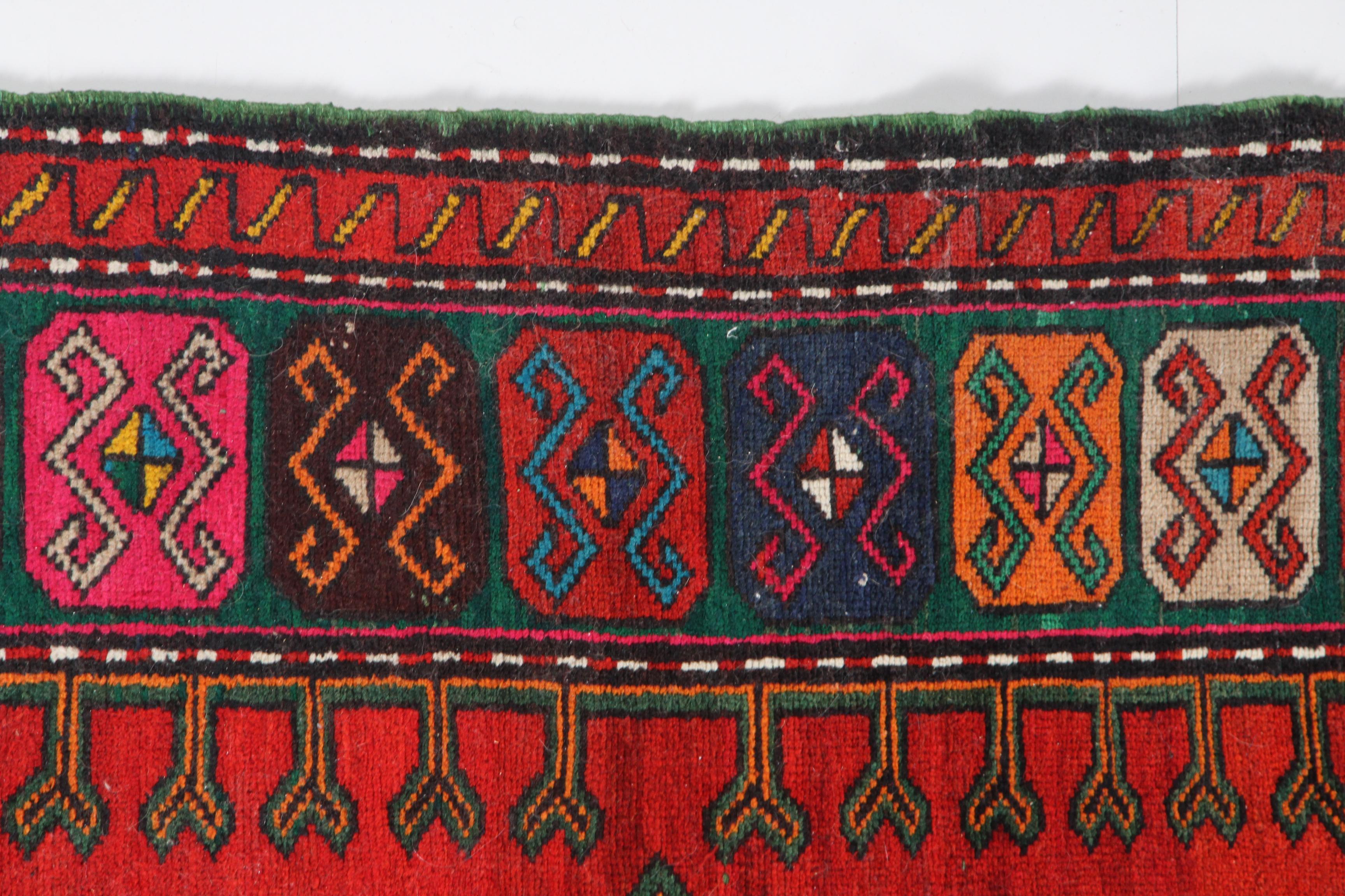 Hand-Knotted Caucasian Karabagh Wool Long Rug