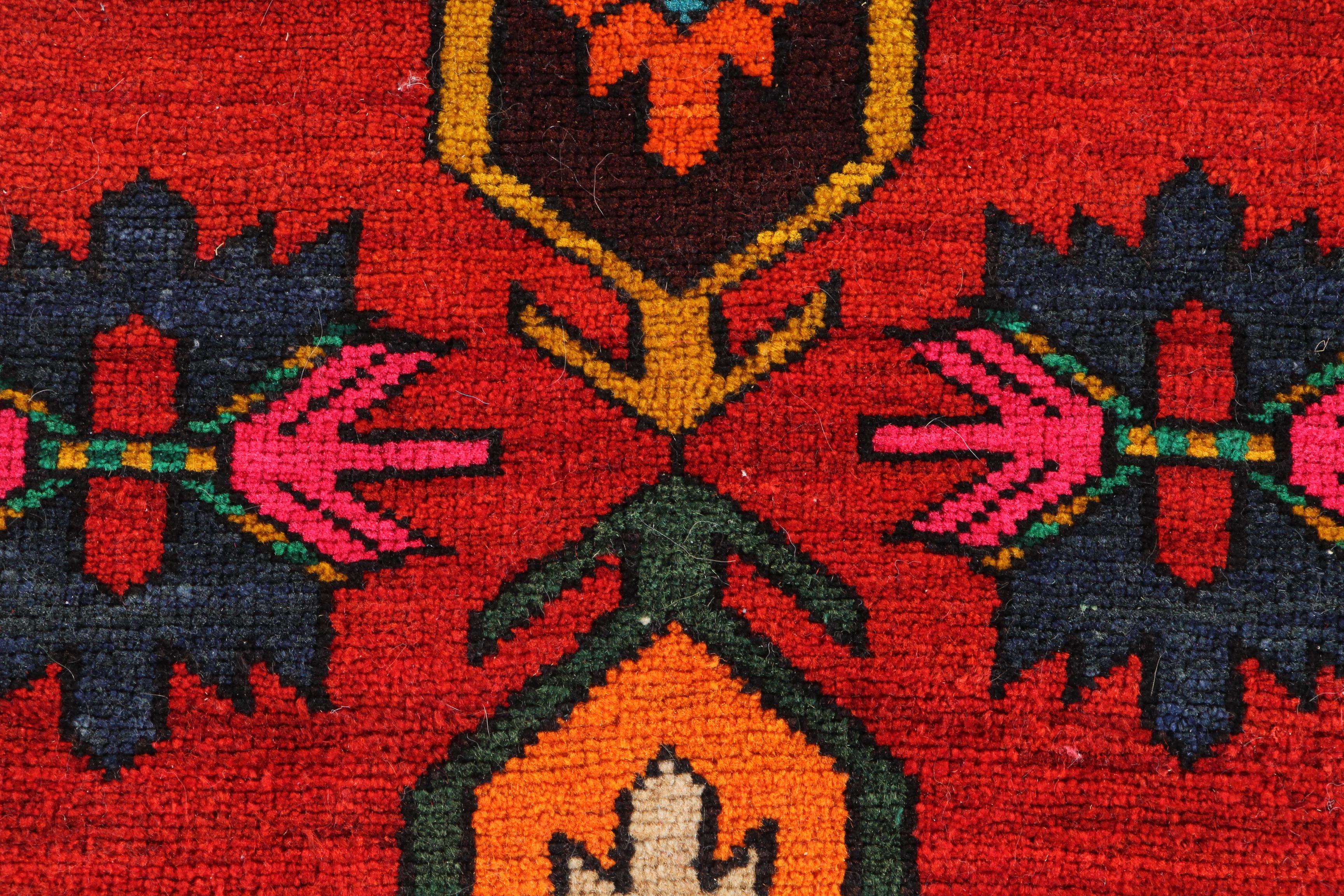 Hand-Knotted Caucasian Karabagh Wool Long Rug