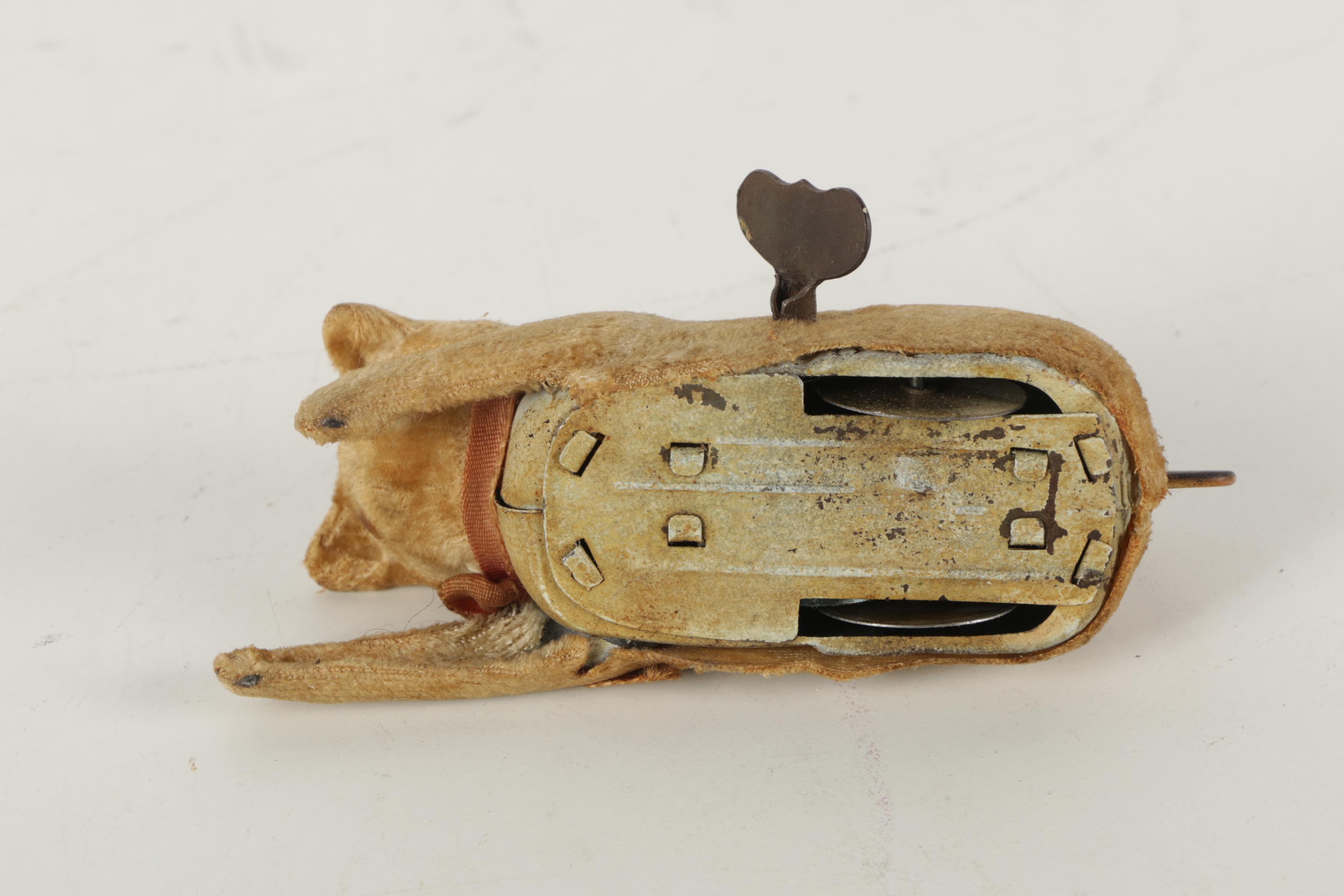 Vintage Fabric Covered Tin Wind-Up Cat Toy