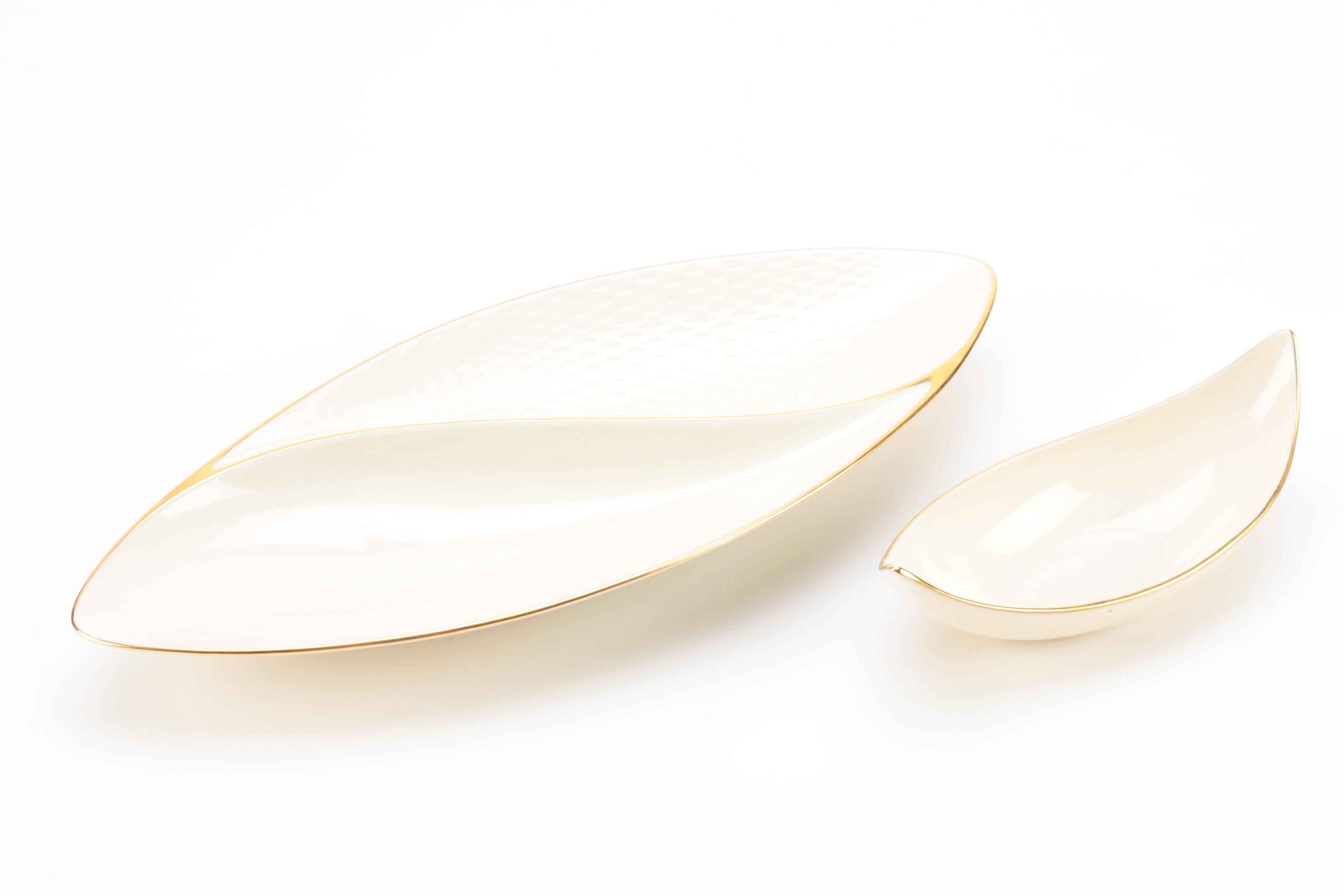 Lenox Gold Rimmed Serveware Including "Roselyn" and "Olympia Gold"