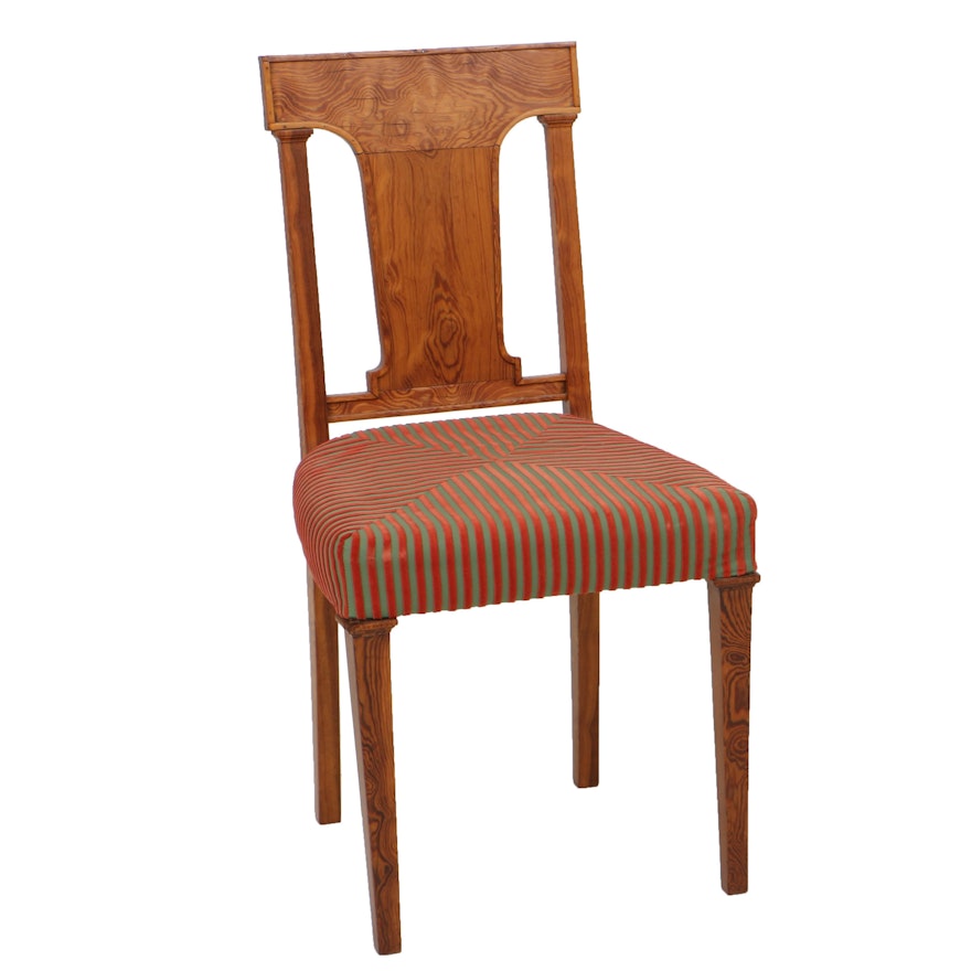 Vintage Danish Pine Side Chair With Padded Seat