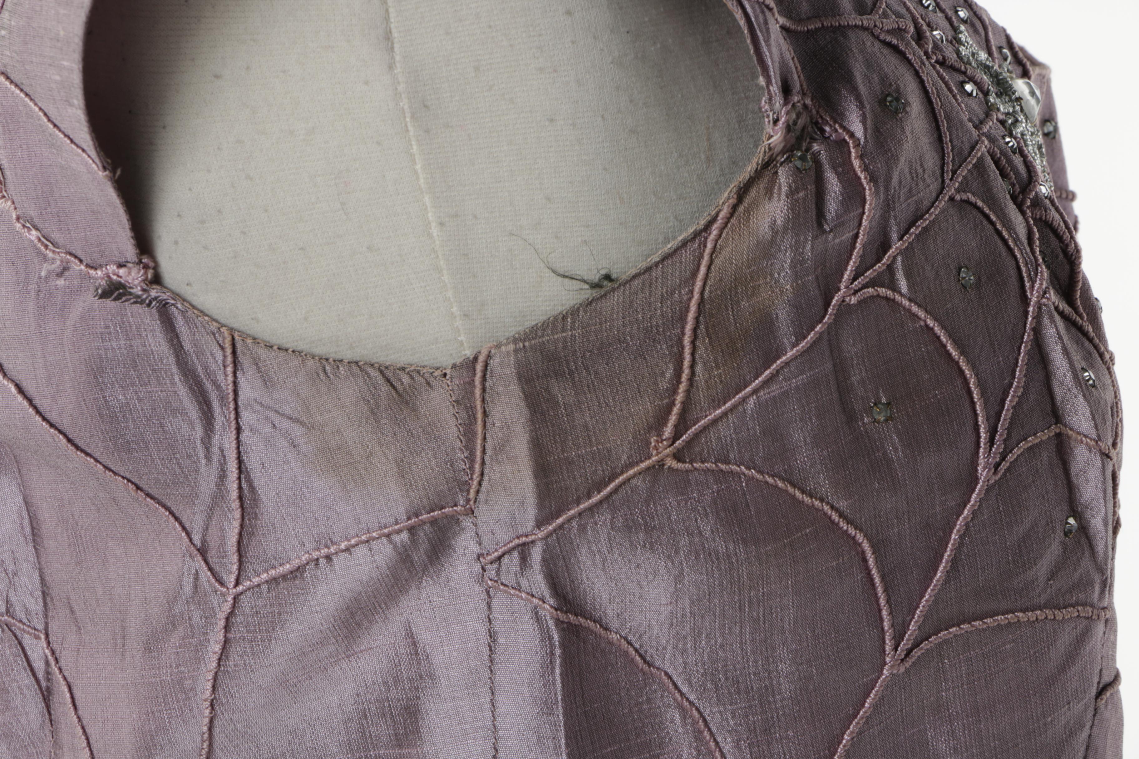 Circa 1950s Vintage Spiderweb Motif Rhinestone and Taffeta Cocktail Dress