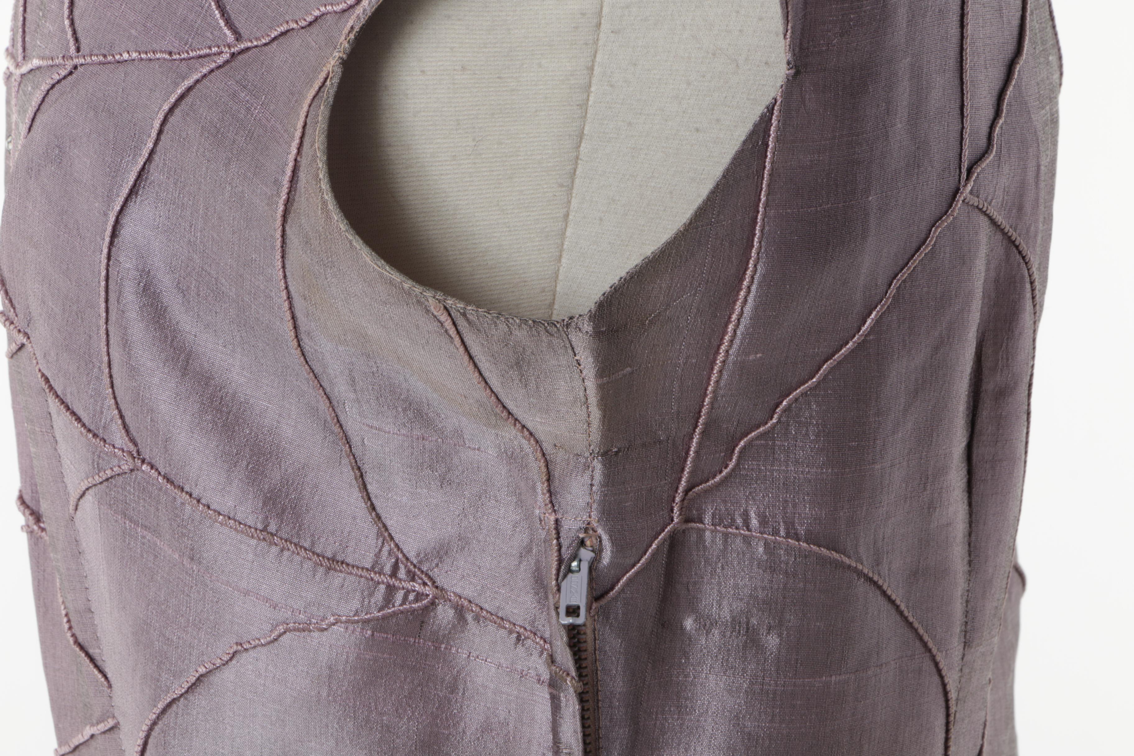 Circa 1950s Vintage Spiderweb Motif Rhinestone and Taffeta Cocktail Dress