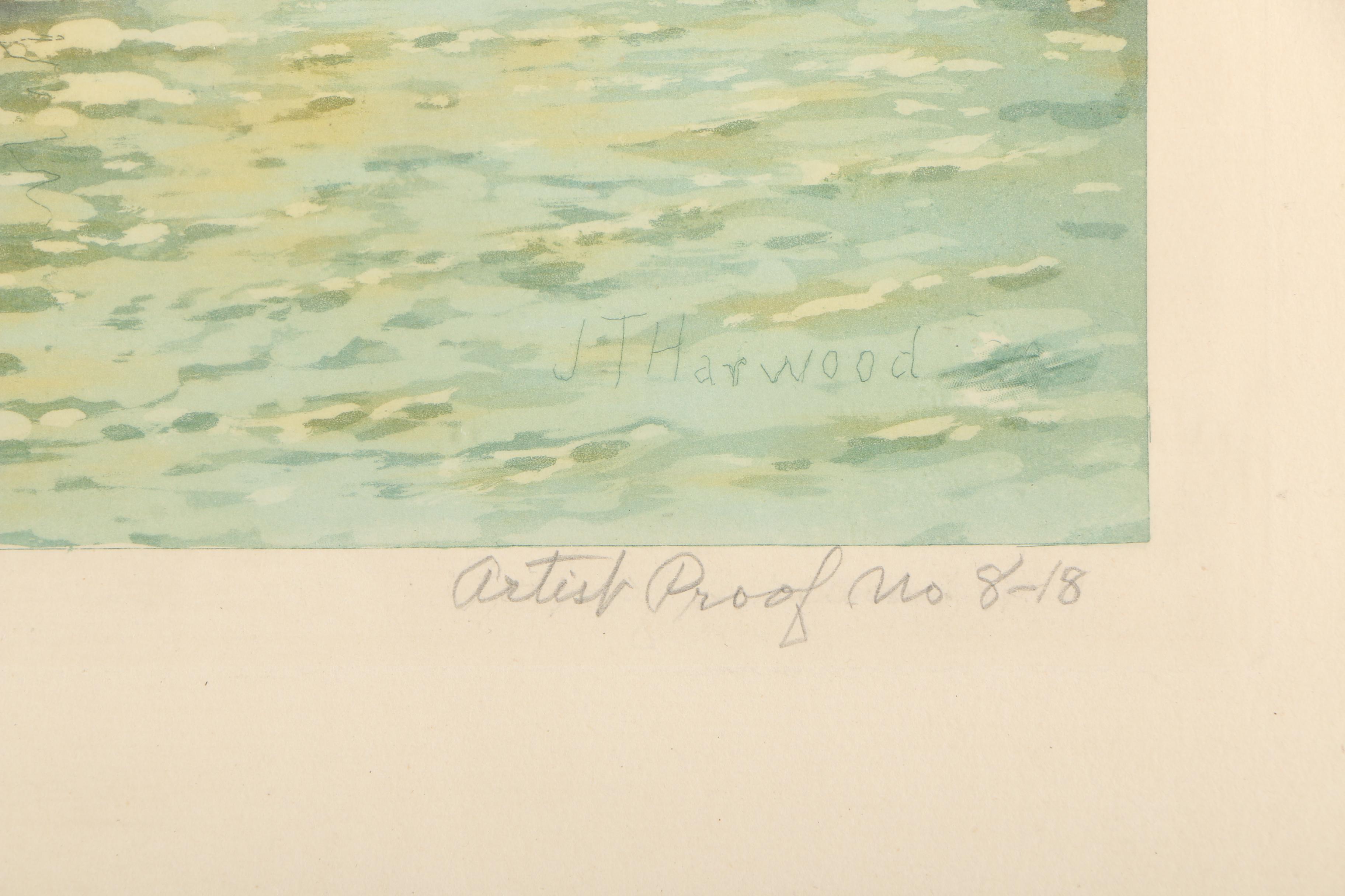 J.T. Harwood 1930 Etching with Aquatint "In the Harbor - Nice"