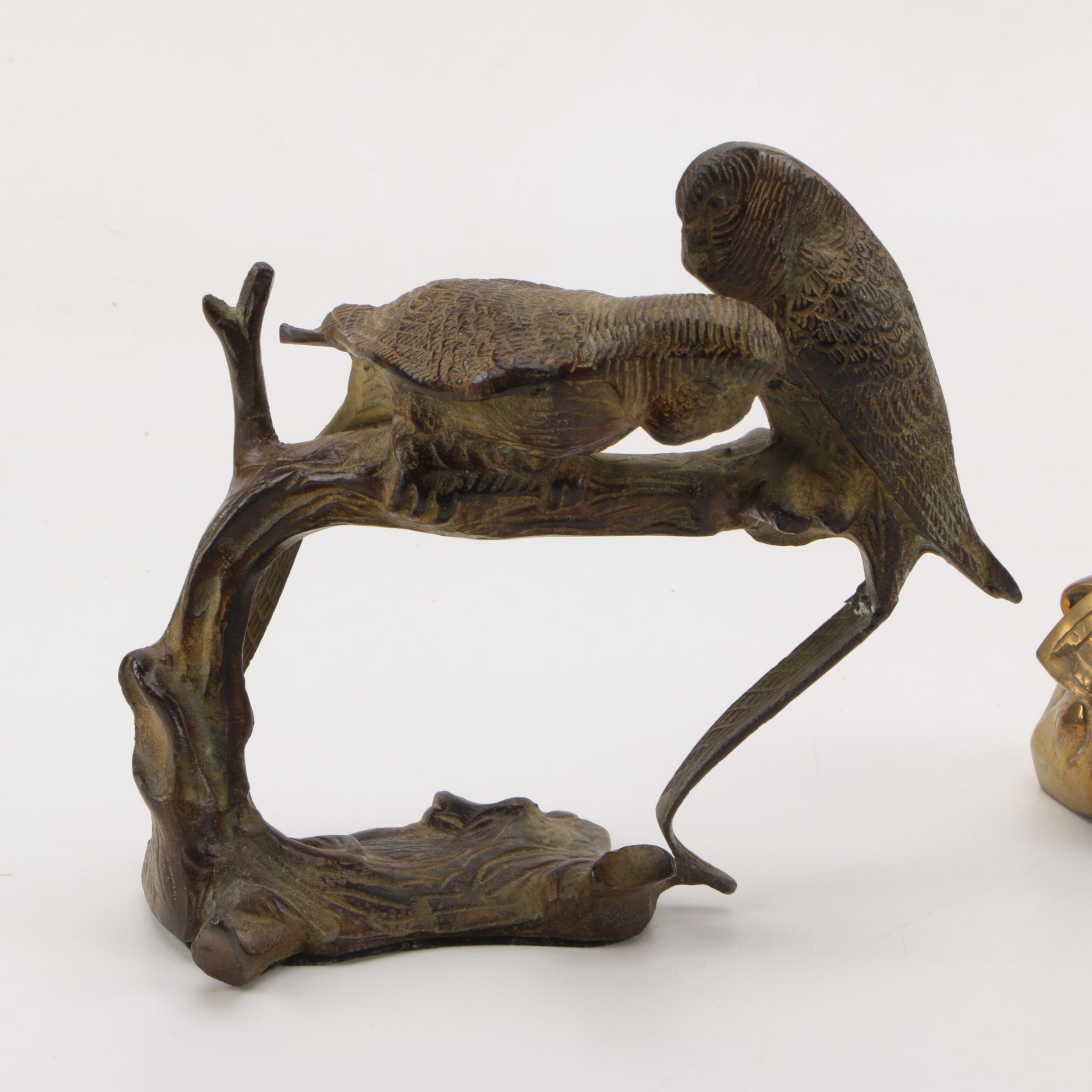 Brass Bird and Deer Figurines
