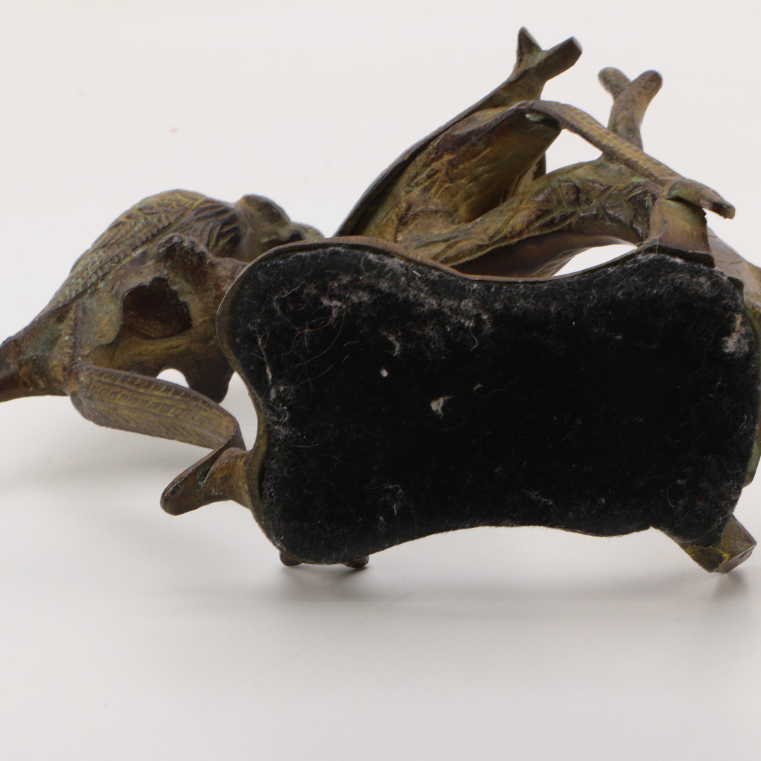 Brass Bird and Deer Figurines