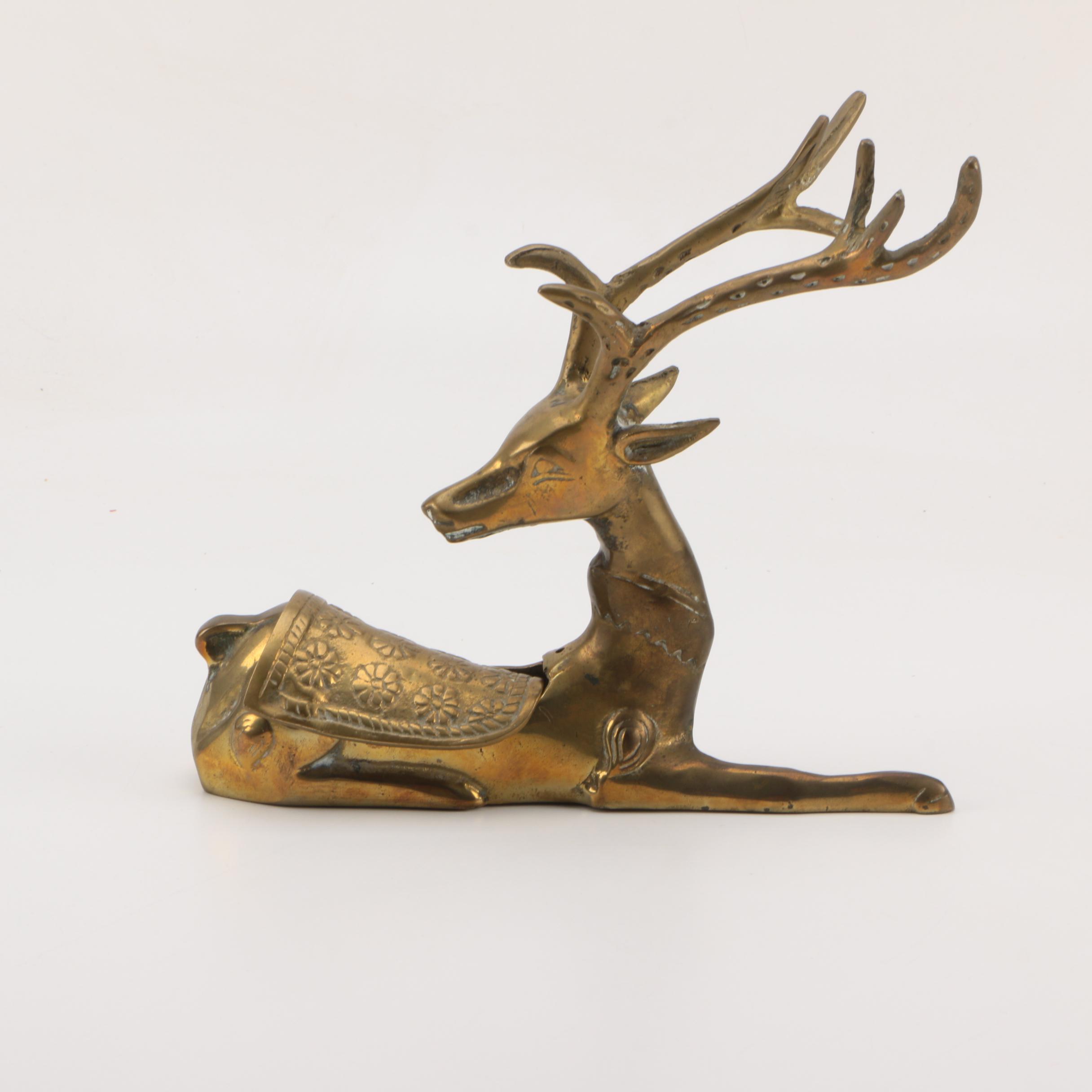 Brass Bird and Deer Figurines