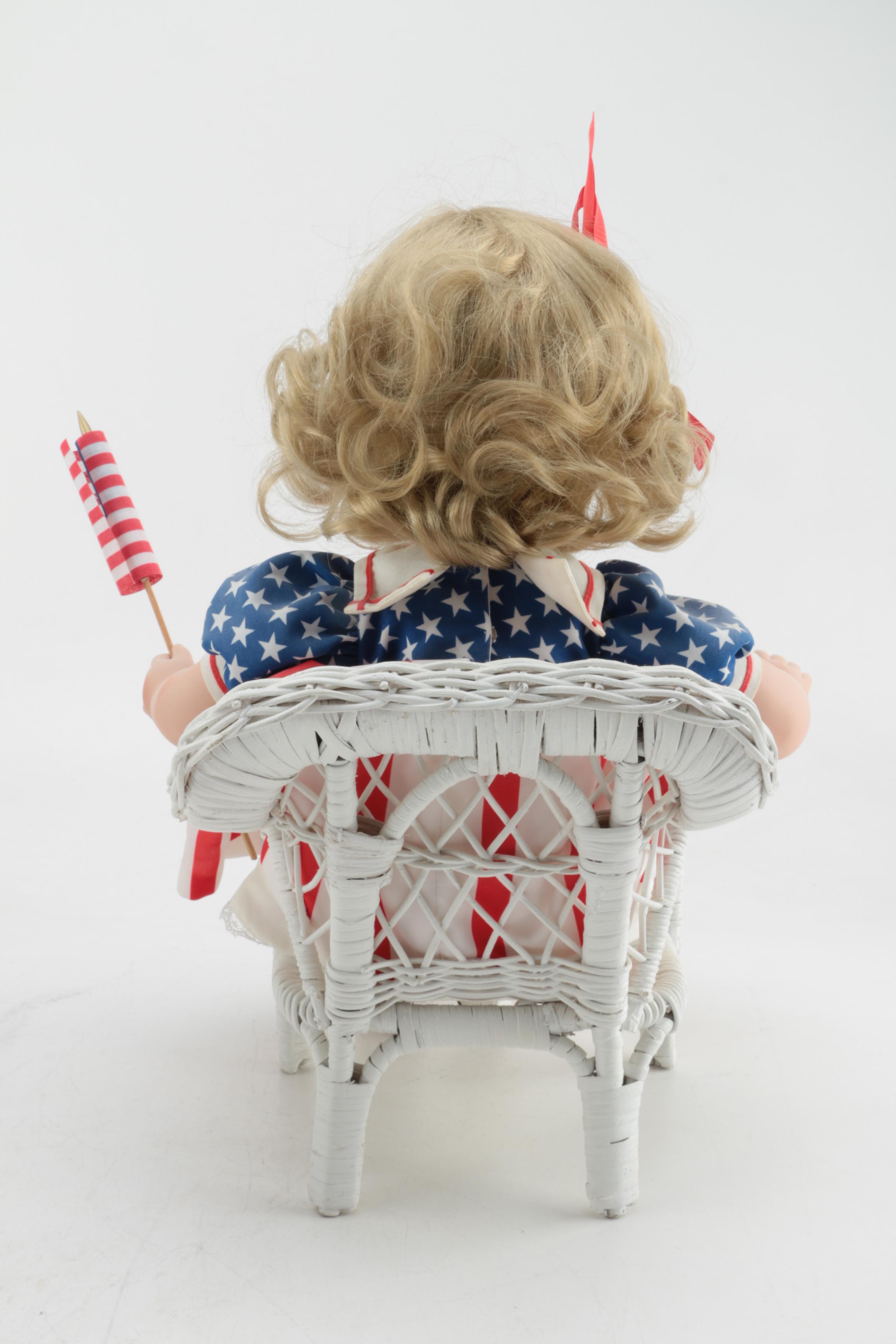 Danbury Mint "Star-Spangled Sweetheart" Porcelain Doll by Susan Wakeen