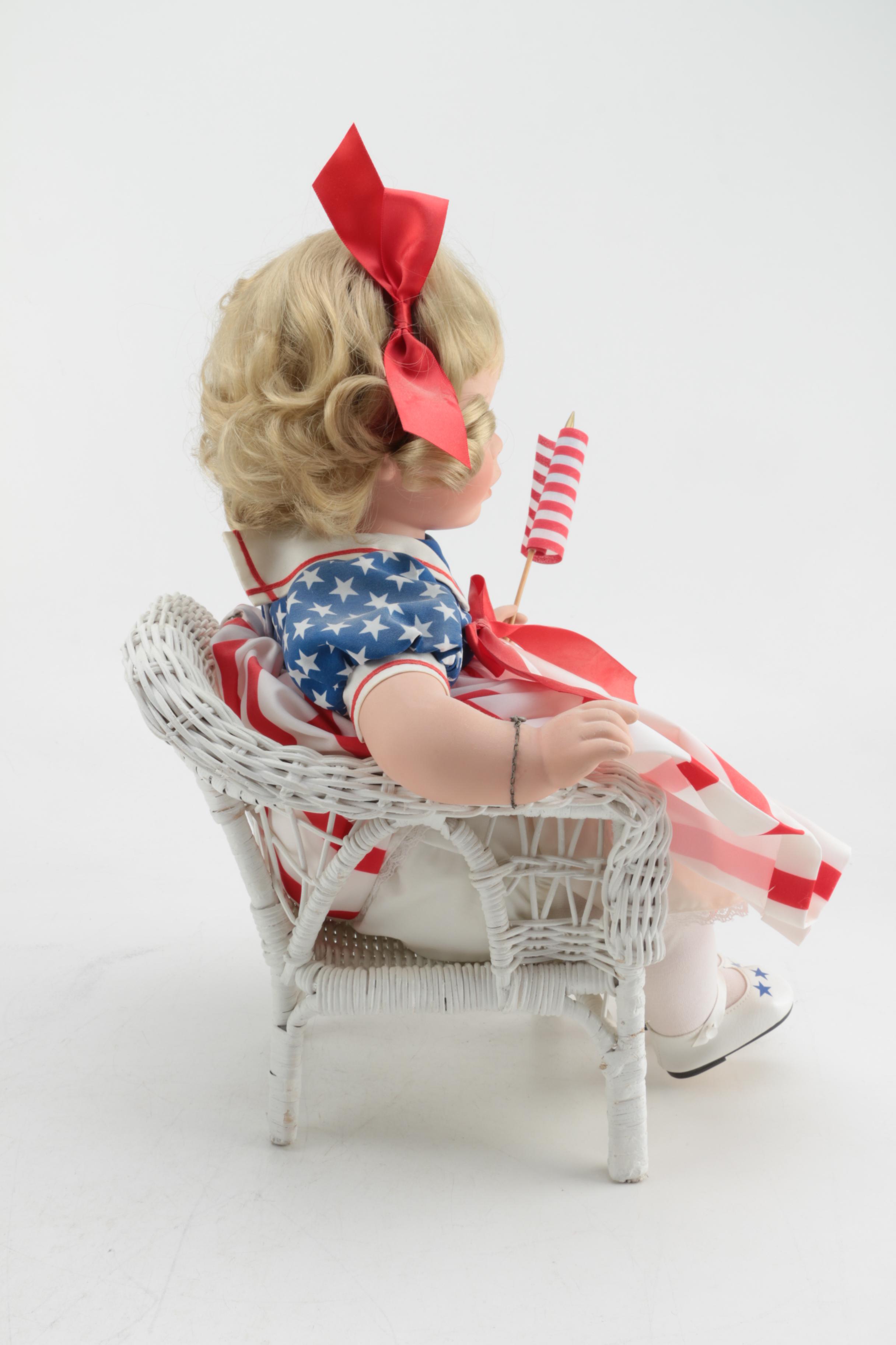 Danbury Mint "Star-Spangled Sweetheart" Porcelain Doll by Susan Wakeen