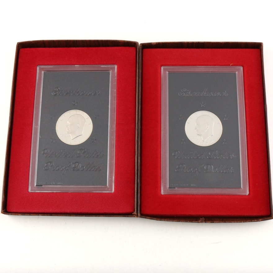 Group of Two Eisenhower Silver Dollar Proof Coins: 1971-S and 1972-S