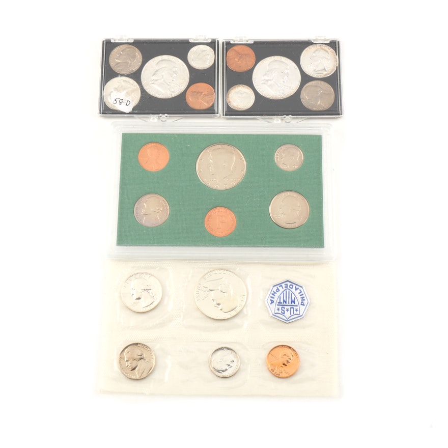 Group of Four Uncirculated Coin Sets from 1989, 1957, and 1958