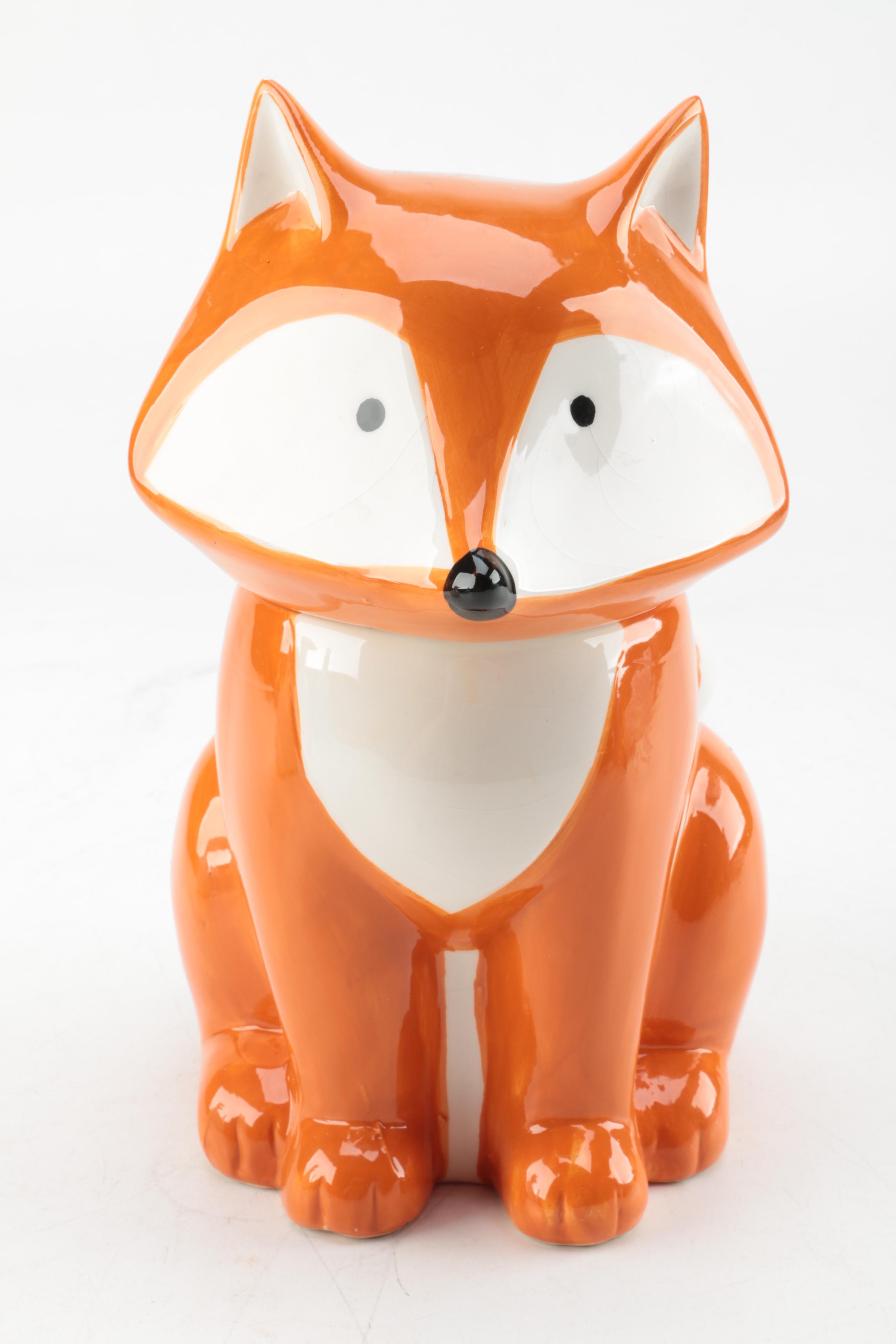 Fox Cookie Jar and Bunny Figurine