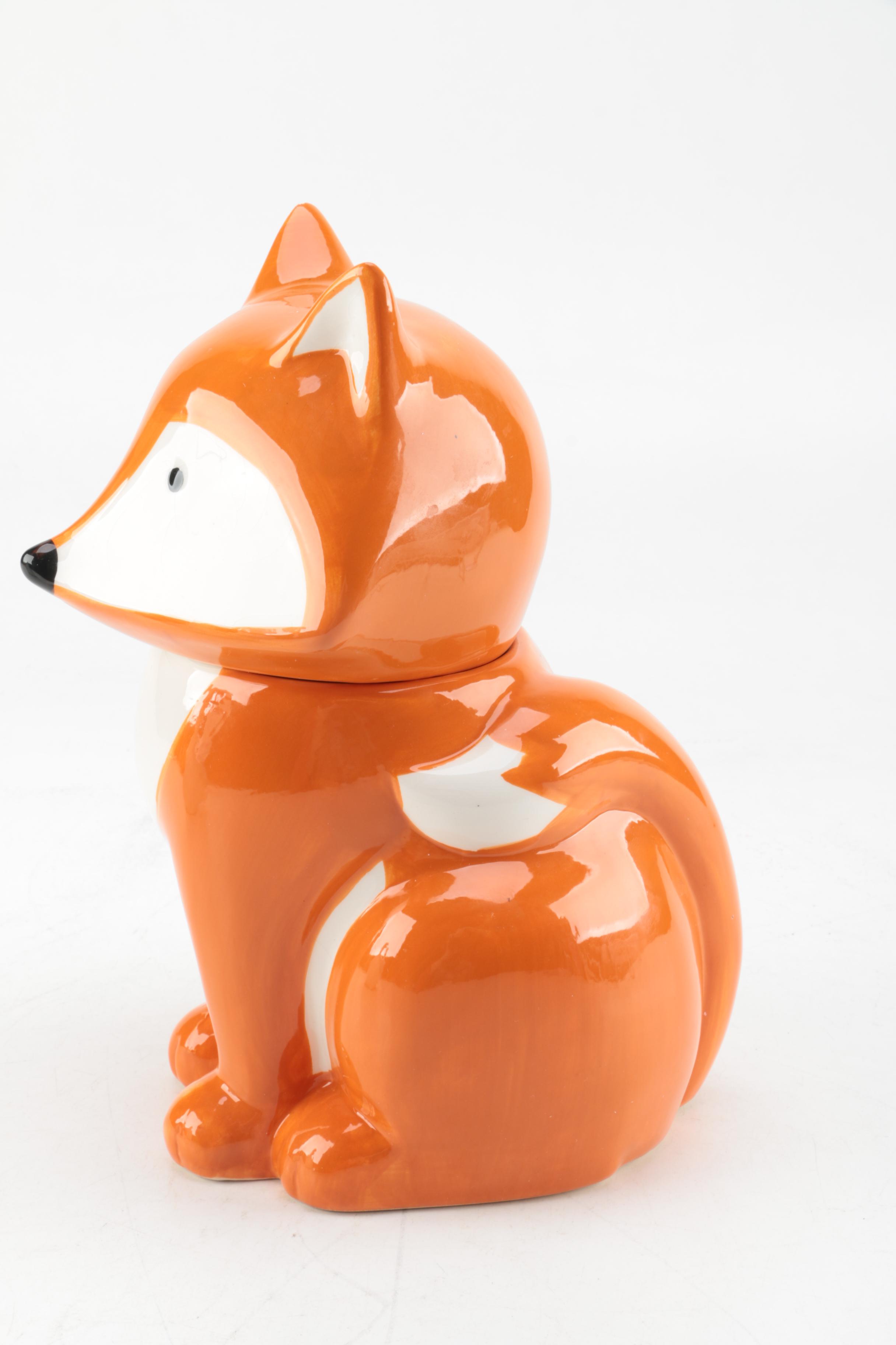 Fox Cookie Jar and Bunny Figurine