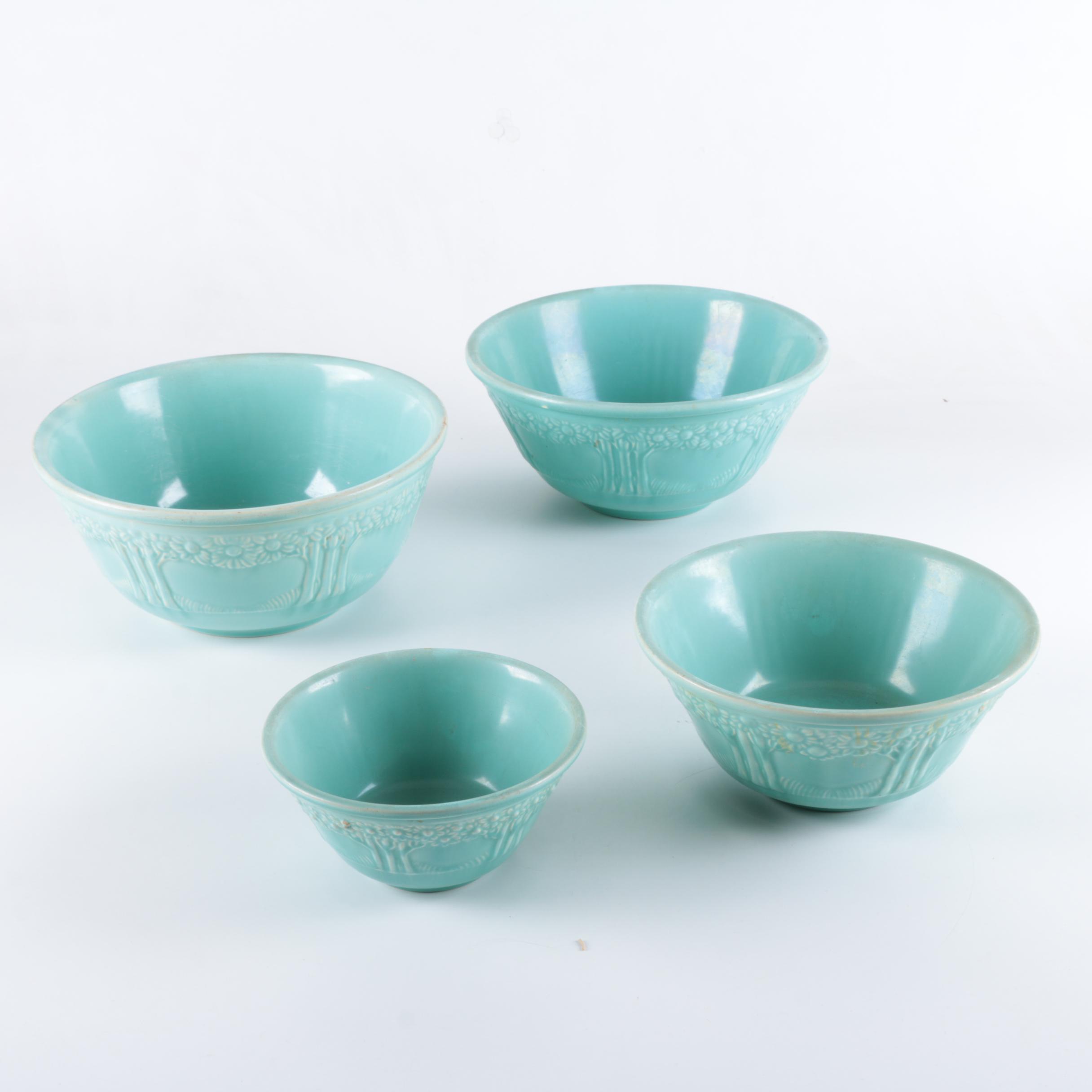 Vintage Homer Laughlin "Apple Tree Green" Nesting Bowl Set