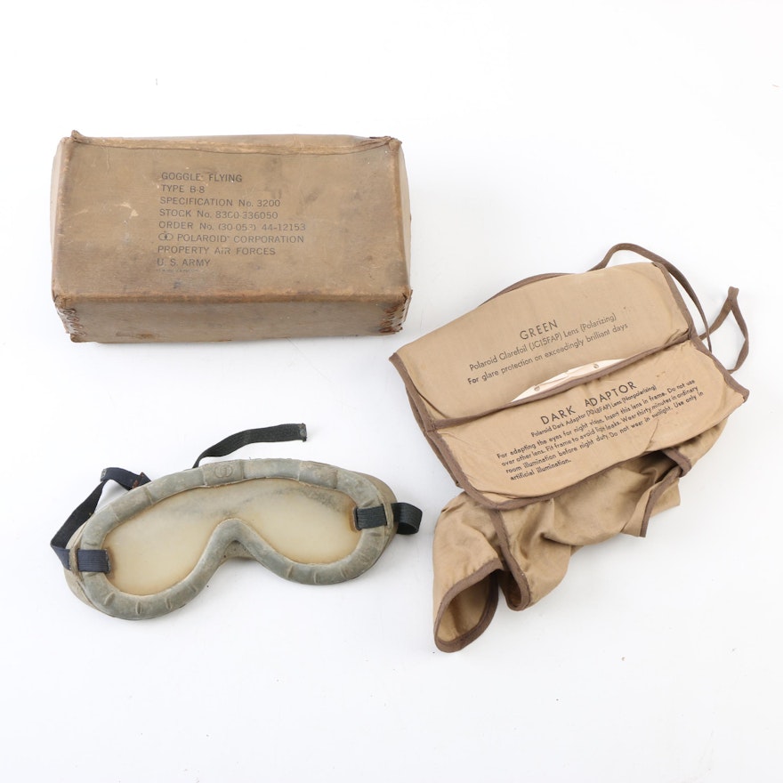 World War II Era Polaroid Air Force Flight Goggles In Original Box