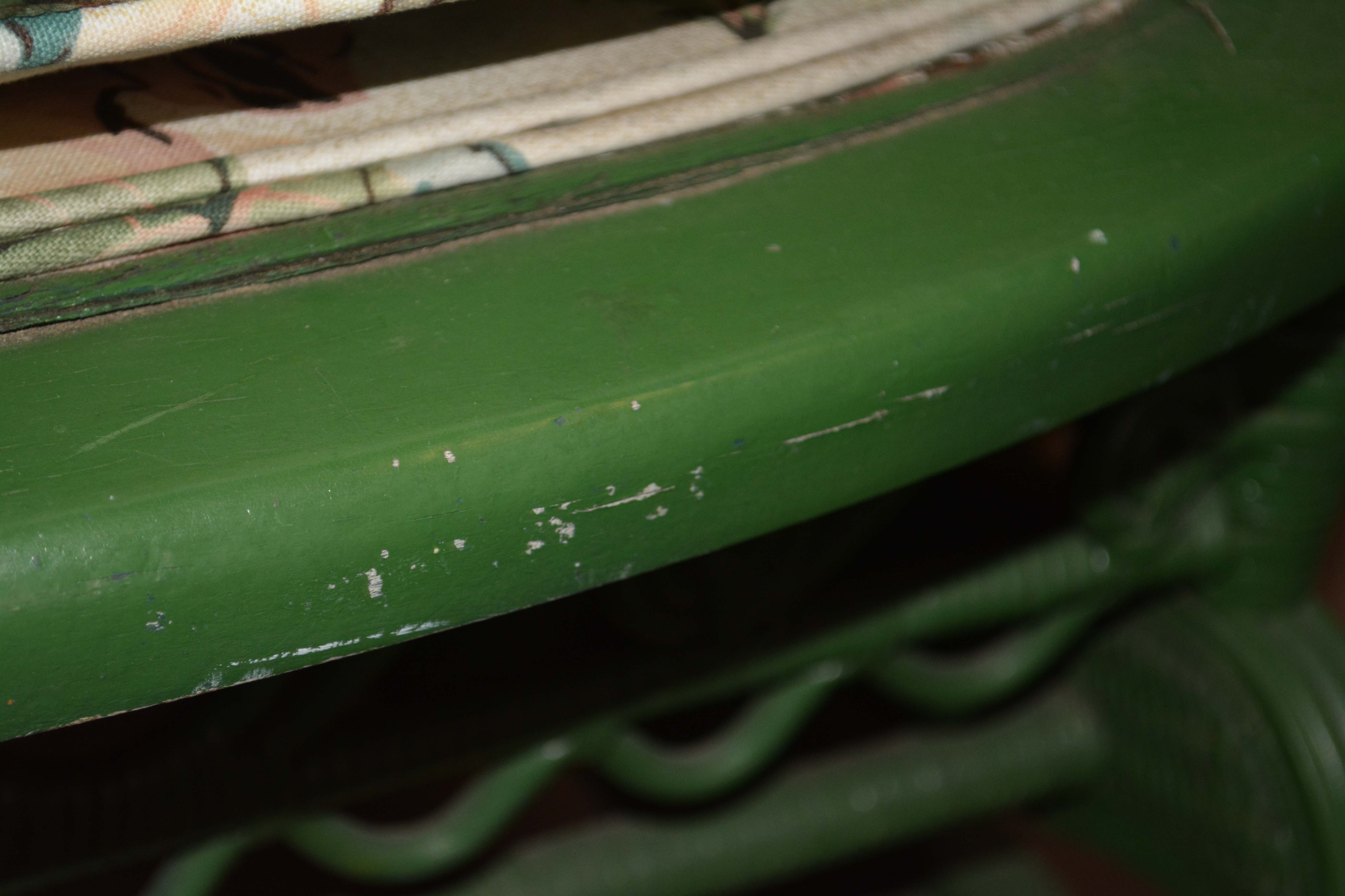 Antique Green Wicker Peacock Platform Rocker