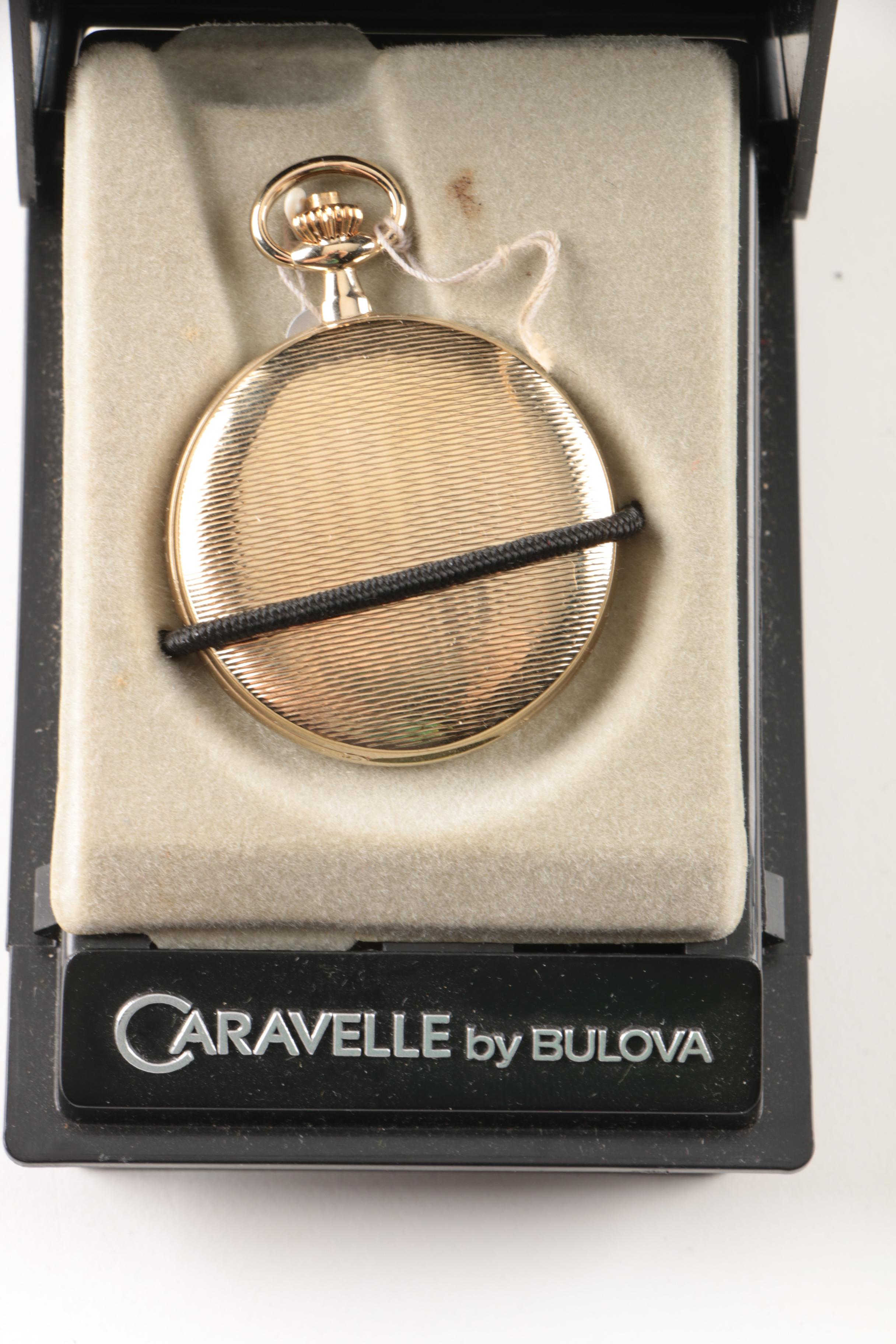 Vintage Caravelle Pocket Watch and Bulova Watch