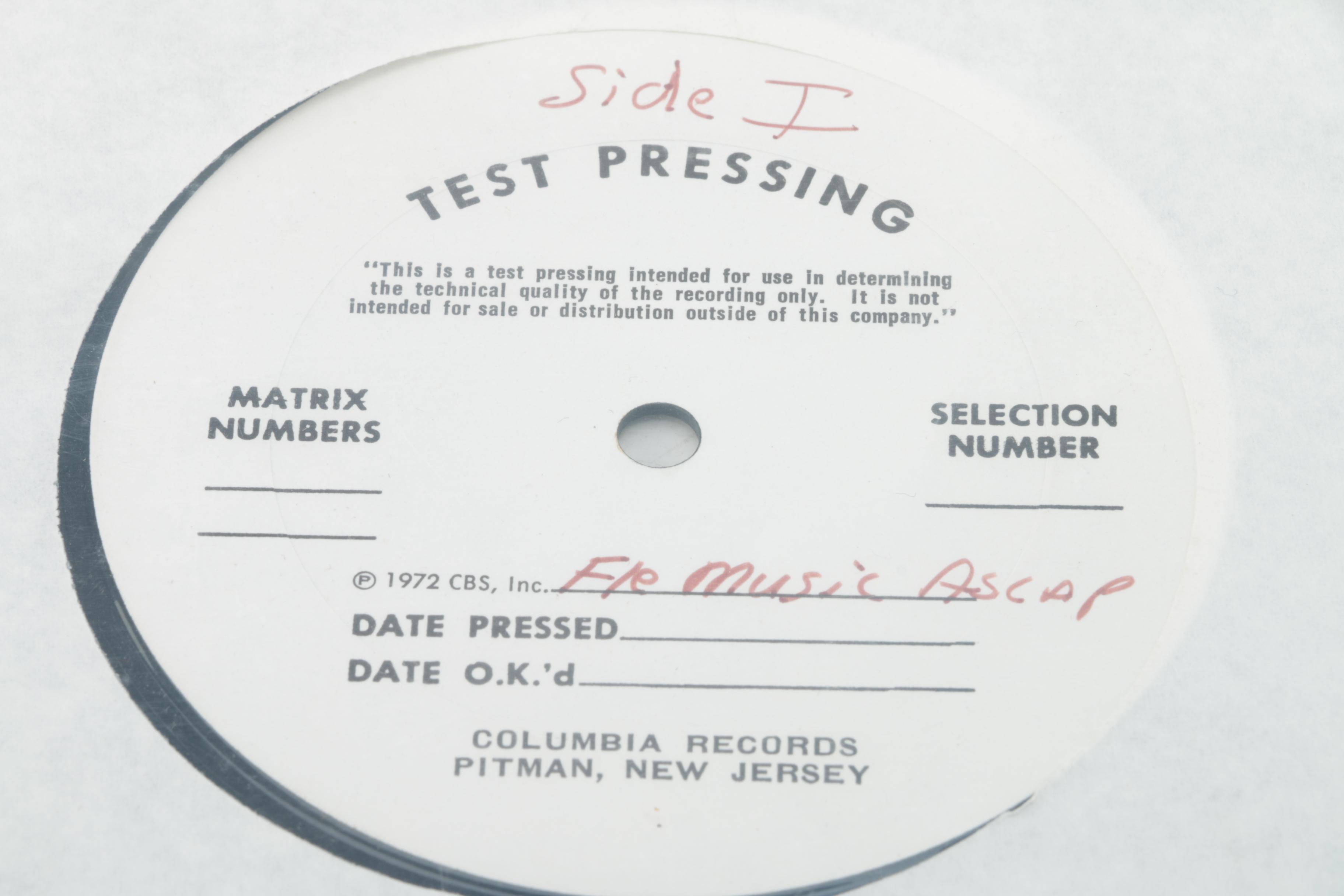 ELF "S/T" Columbia Pitman Test Pressing Record Featuring Ronnie James Dio