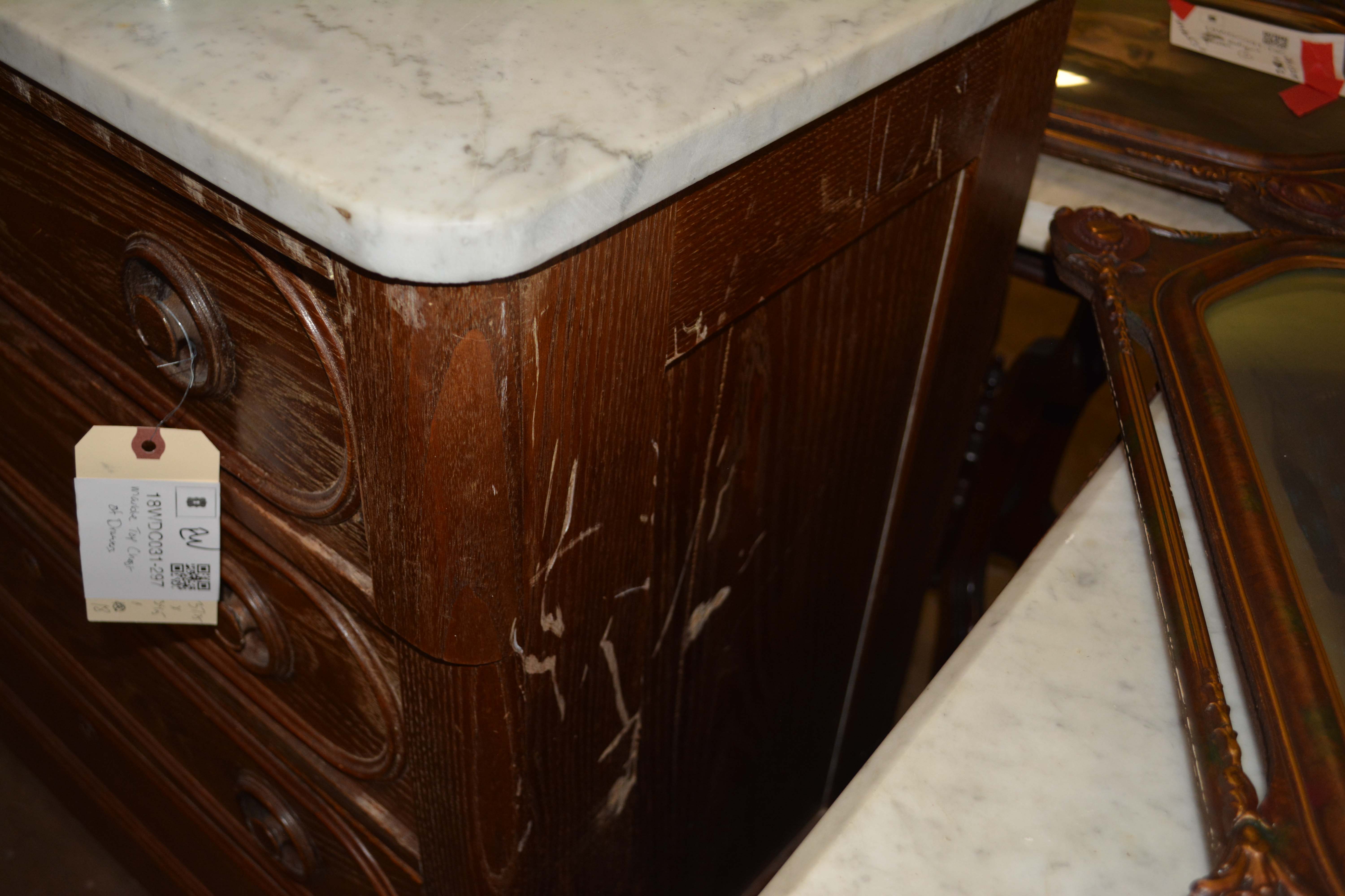 Victorian Marble Top Ash Chest of Drawers