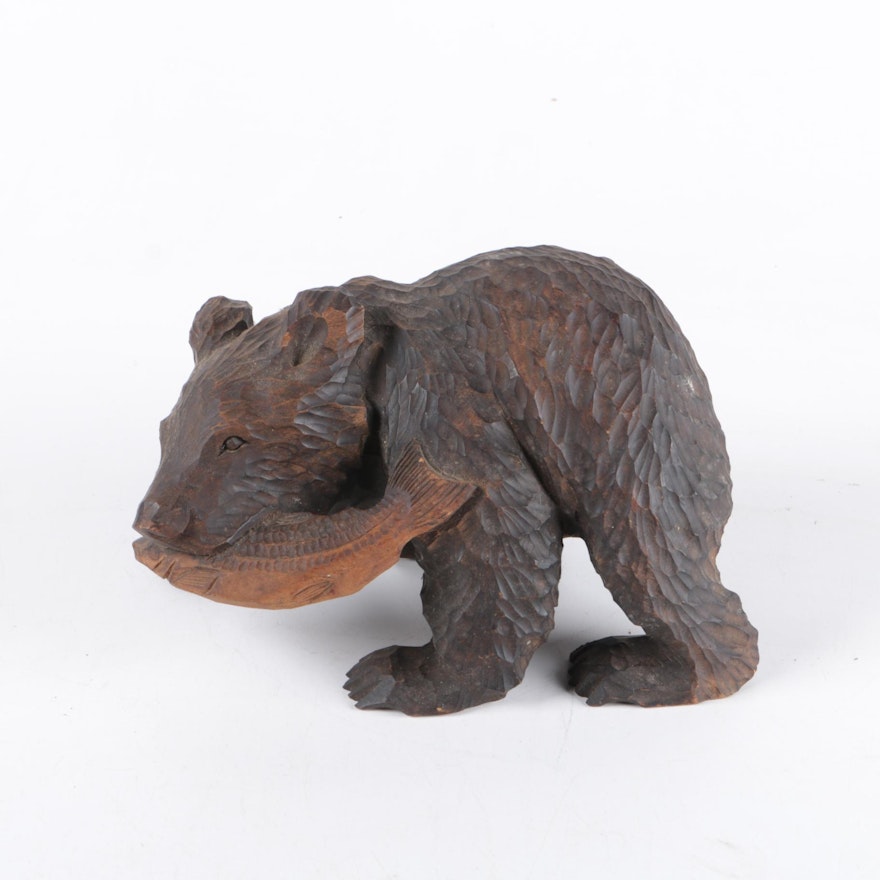 Vintage Hand Carved Wooden Bear Figurine