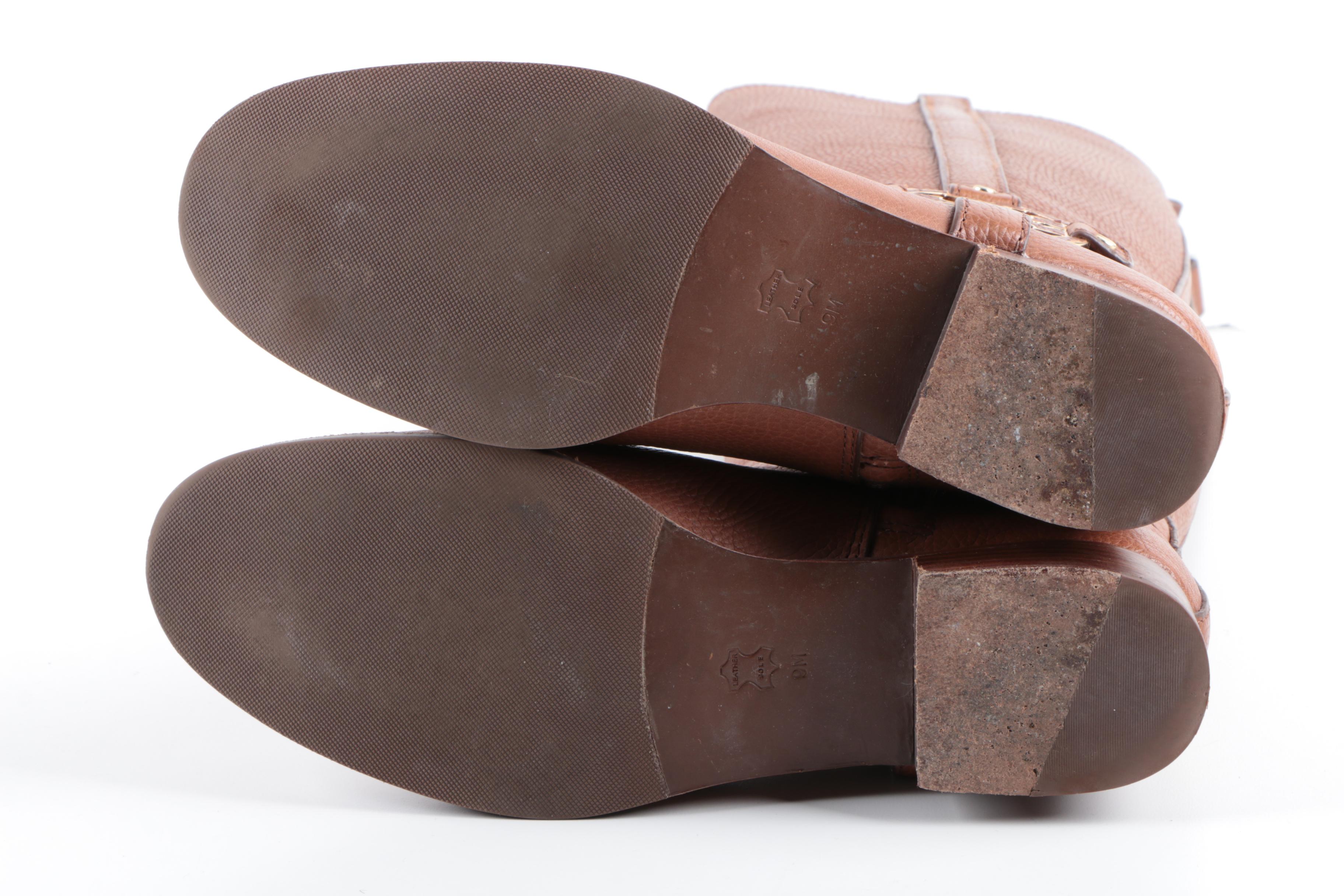 Tory Burch Amanda Brown Leather Riding Boots