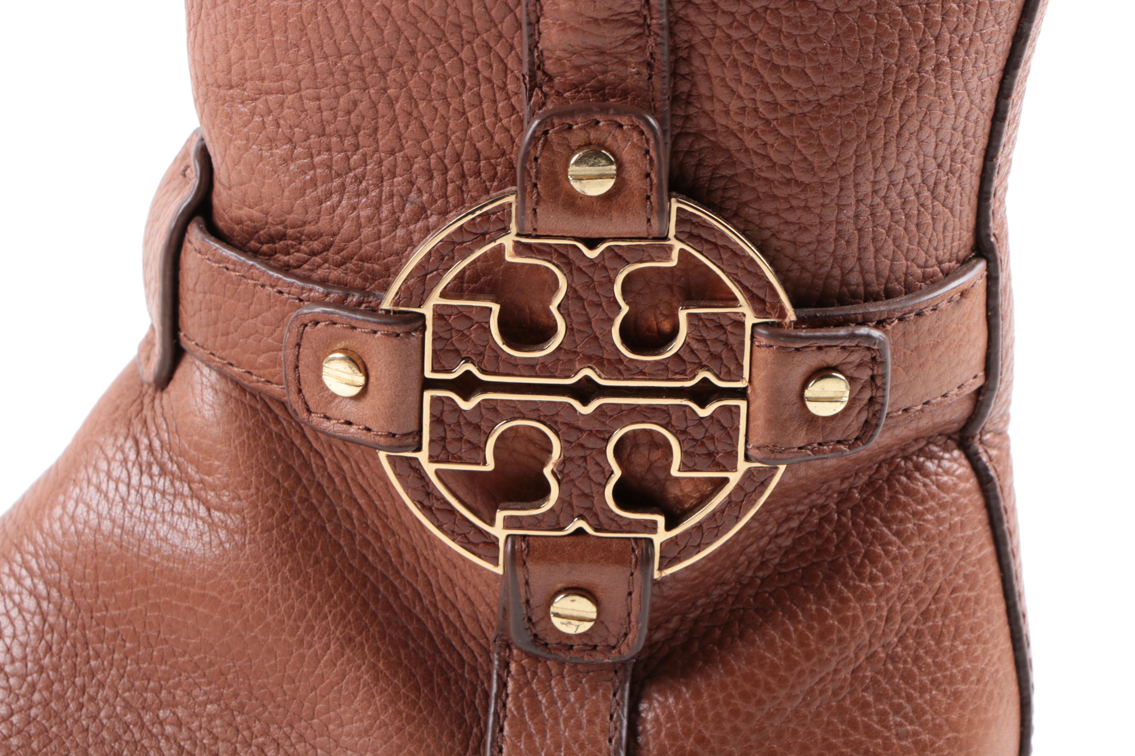 Tory Burch Amanda Brown Leather Riding Boots