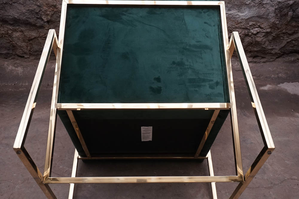 Pair of Green Faux Velvet Arm Chairs