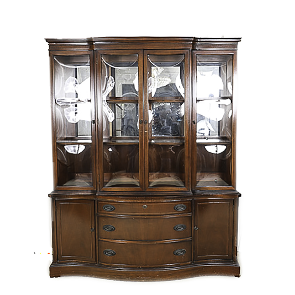 Vintage Hepplewhite Style Breakfront China Cabinet