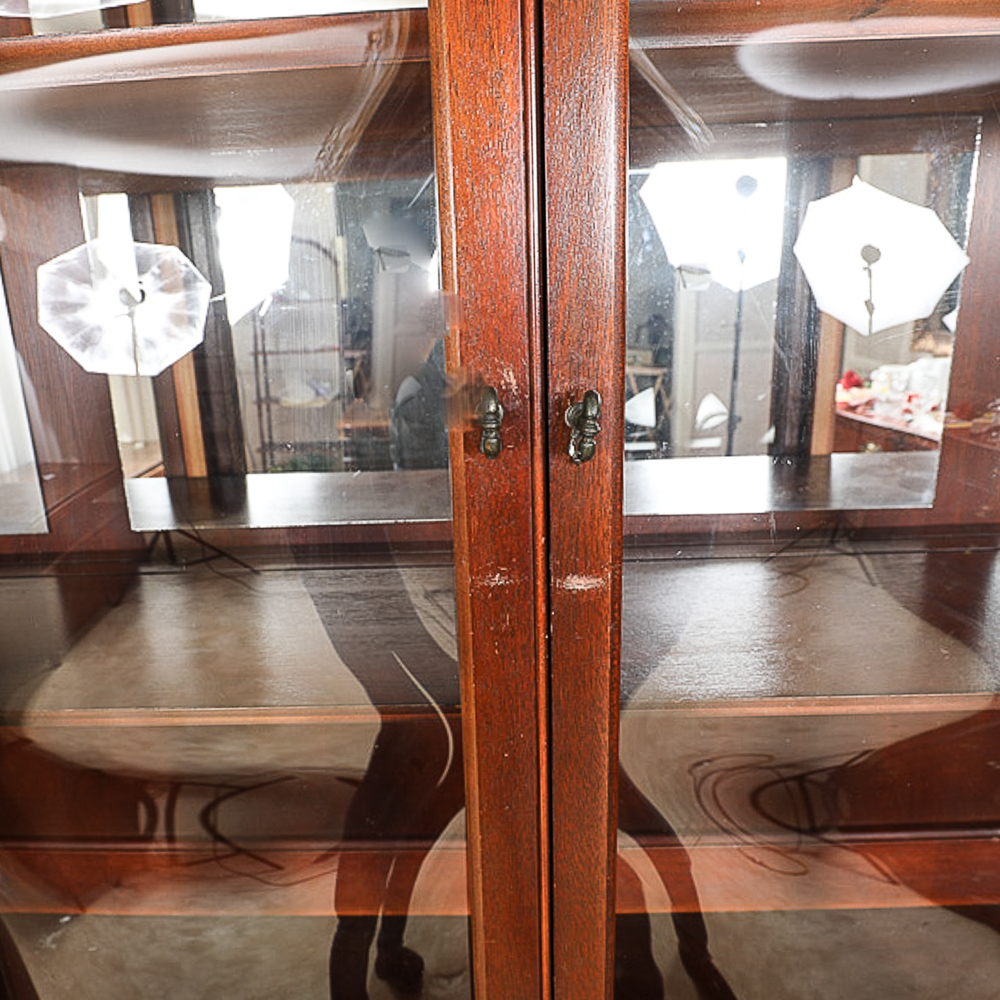 Vintage Hepplewhite Style Breakfront China Cabinet
