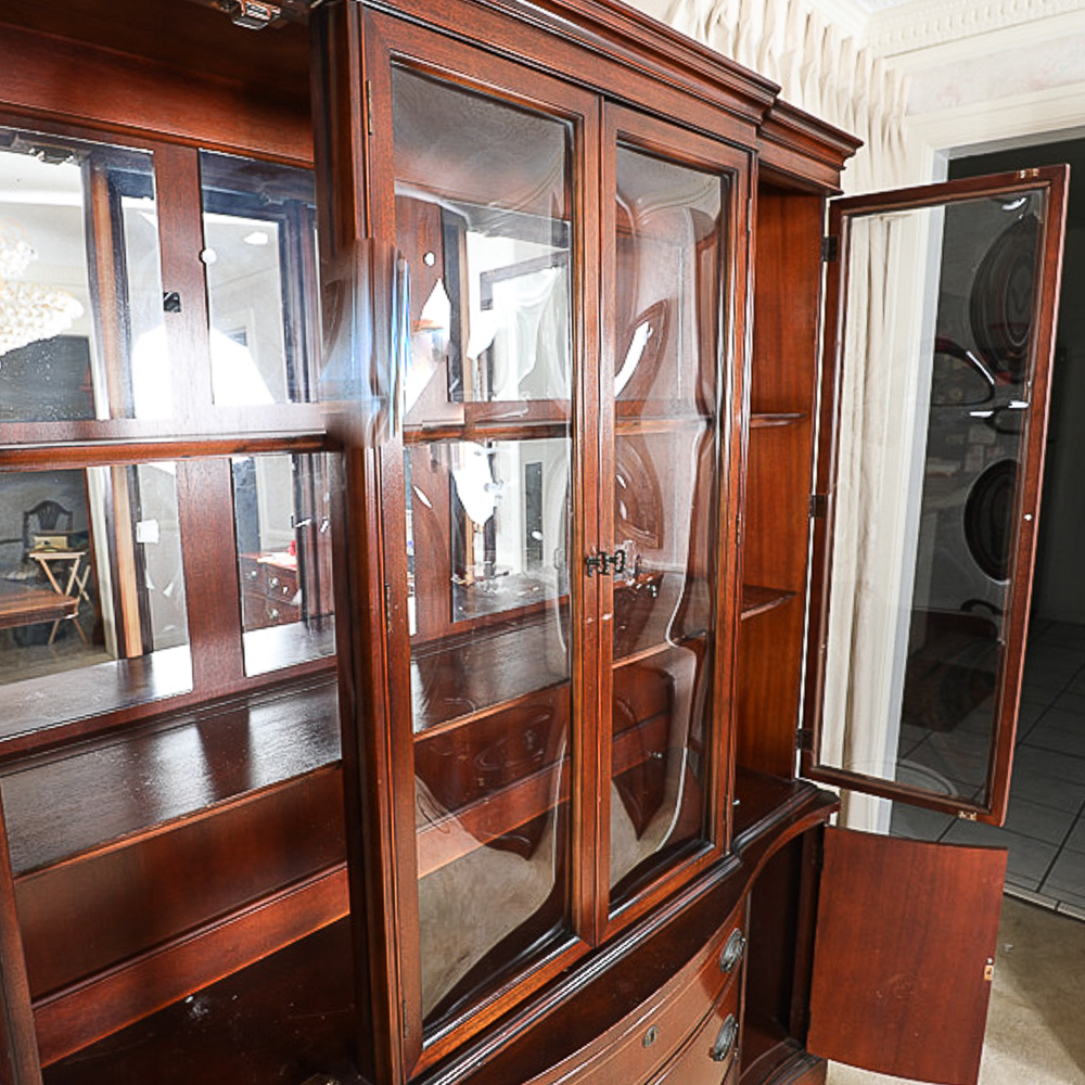 Vintage Hepplewhite Style Breakfront China Cabinet