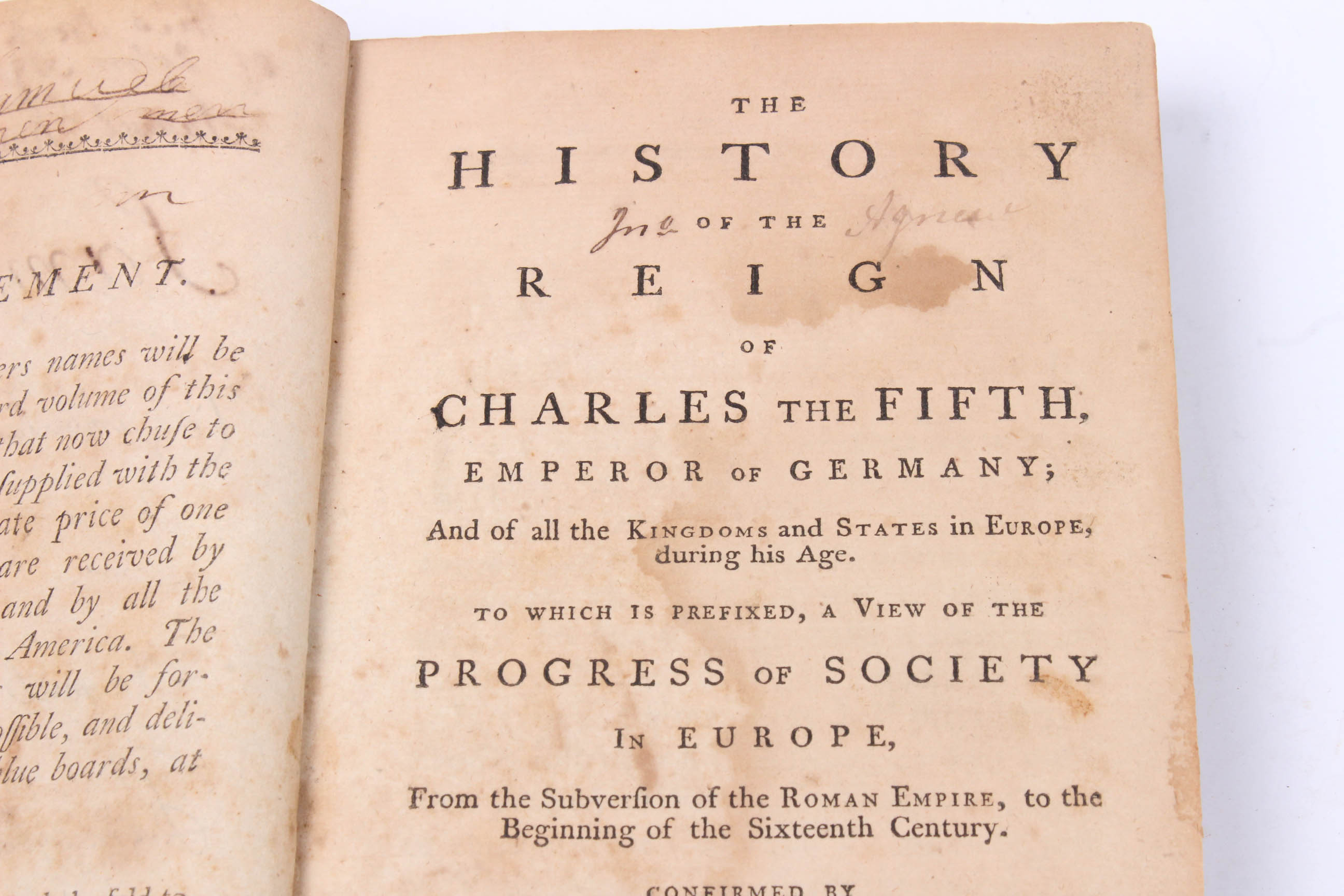 1770 "History of the Reign of Charles the Fifth, Emperor of Germany"