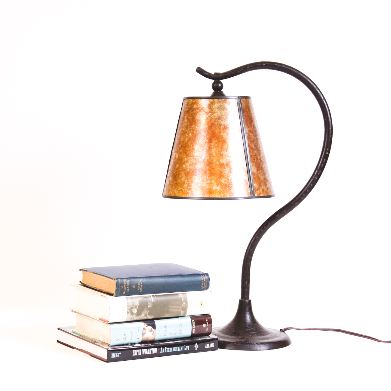 First Edition "A Backward Glance" by Edith Wharton, Wharton Biographies and Lamp