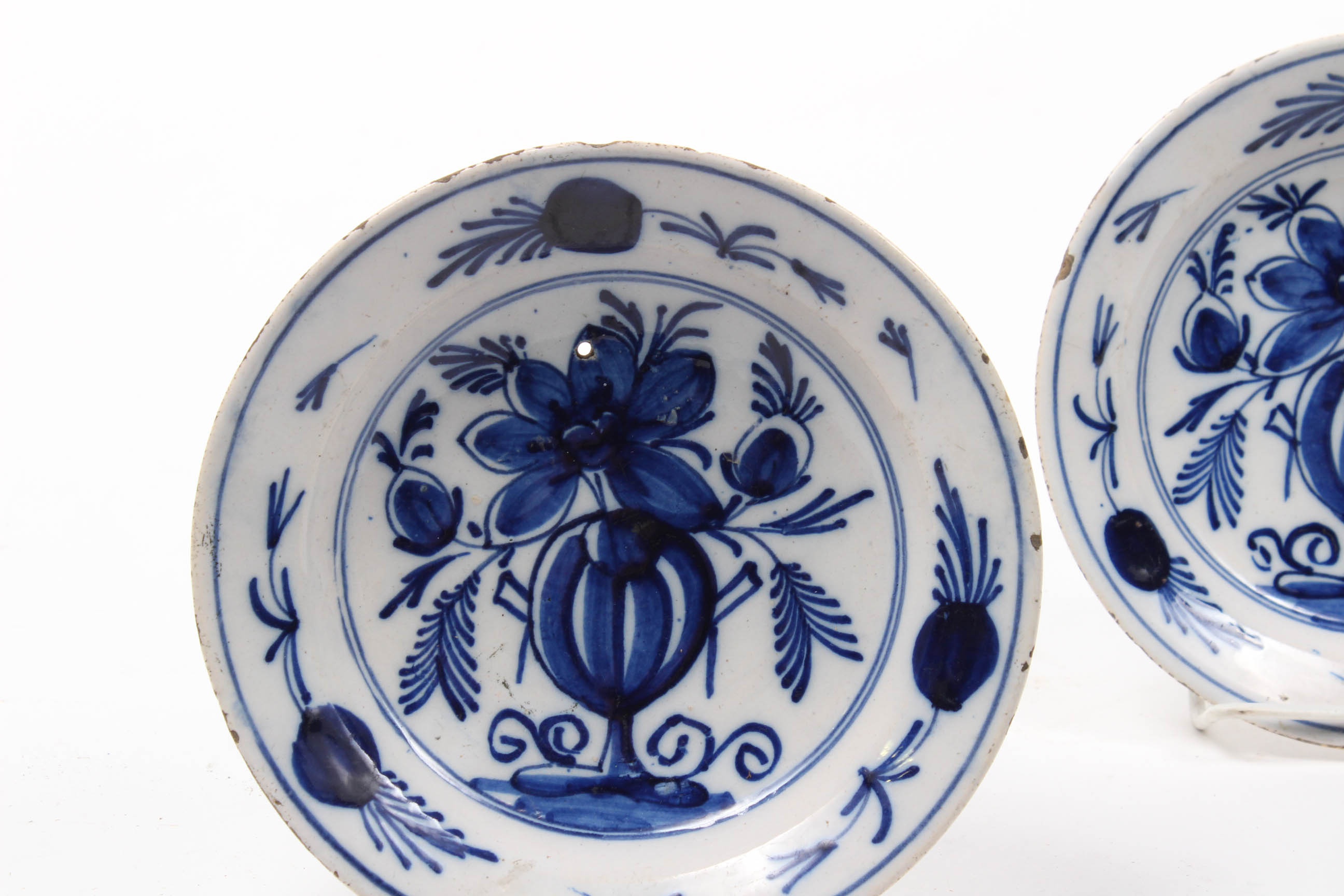 Antique 18th Century Blue and White Dutch Delft Plates