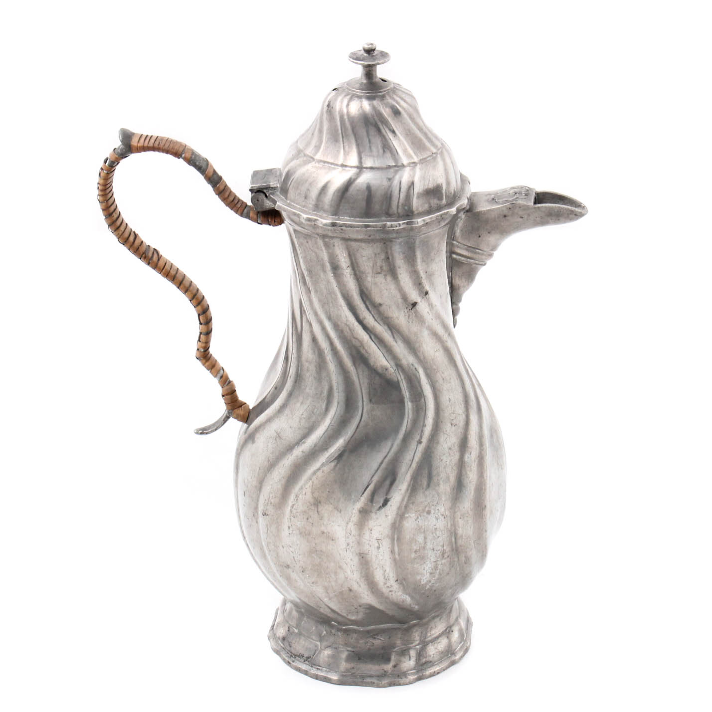 Antique Rococo German Pewter Coffee Pot by Johann Georg Neeff