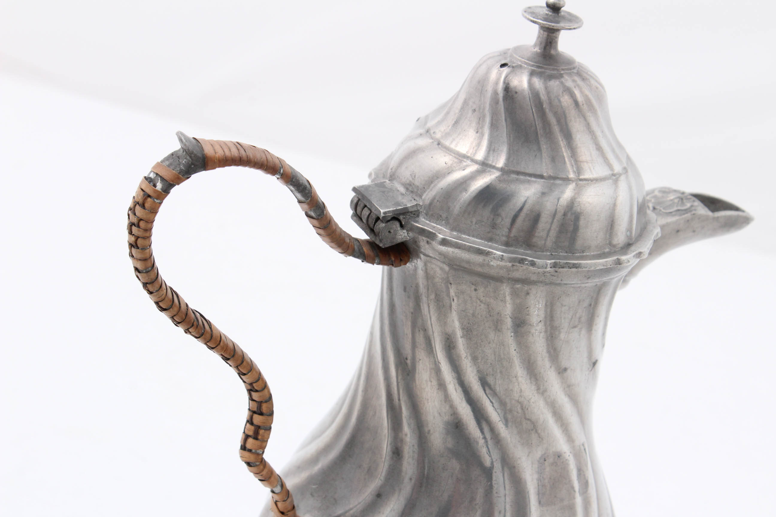 Antique Rococo German Pewter Coffee Pot by Johann Georg Neeff