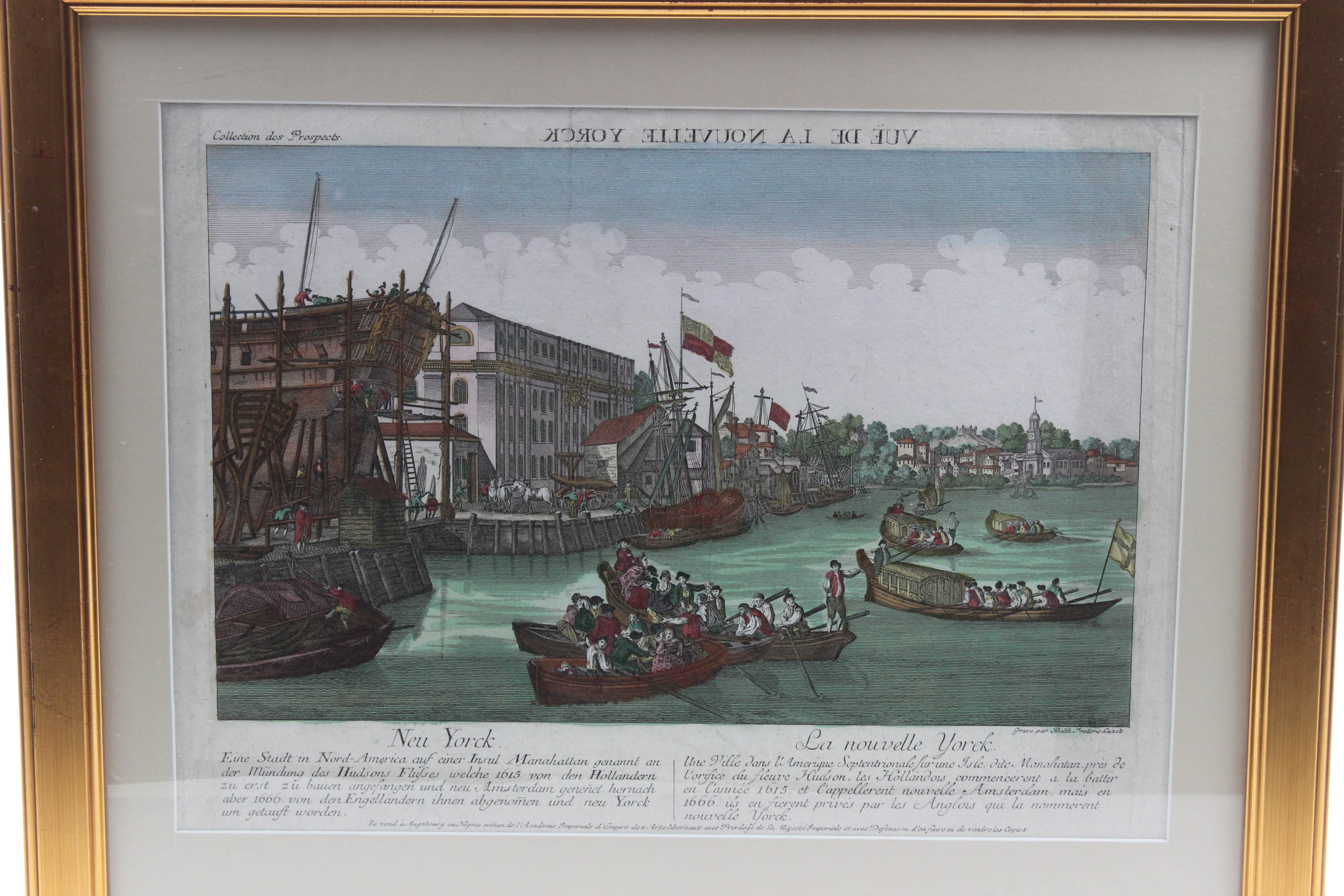 Balthasar Leizelt 1775 View of New York City Engraving