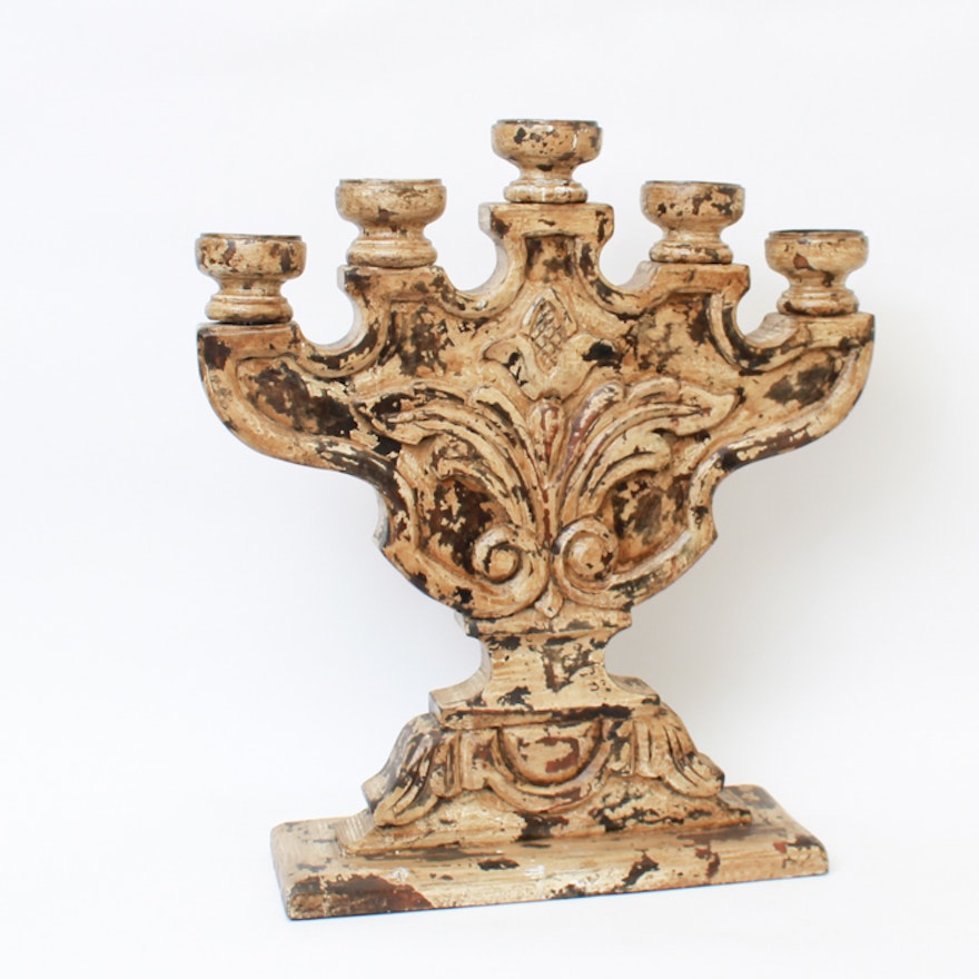 Rustic Style Wooden Candelabra