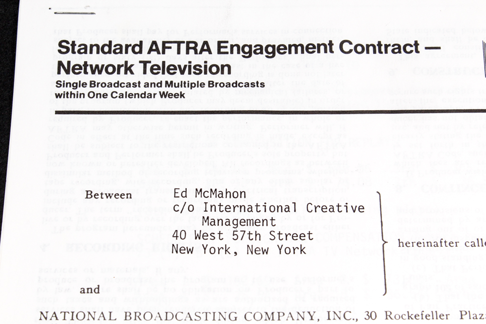 Ed McMahon Autographed NBC 1981 Macy's Thanksgiving Parade Contract