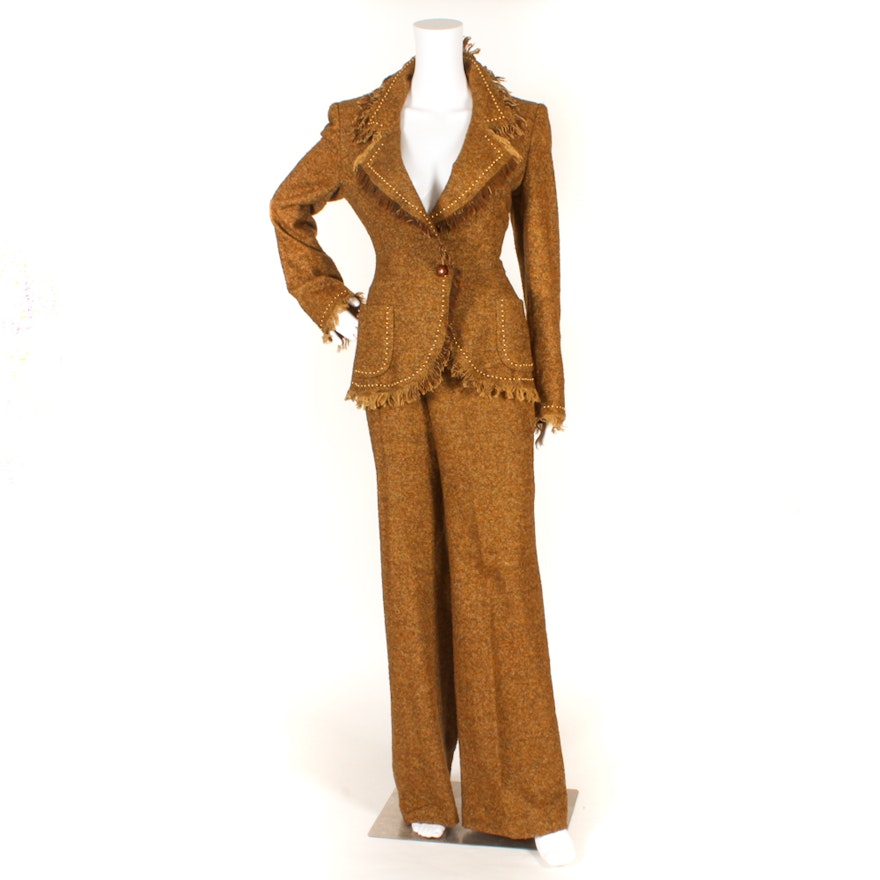 Women's Emanuel Ungaro Tweed Wool Blend Pantsuit