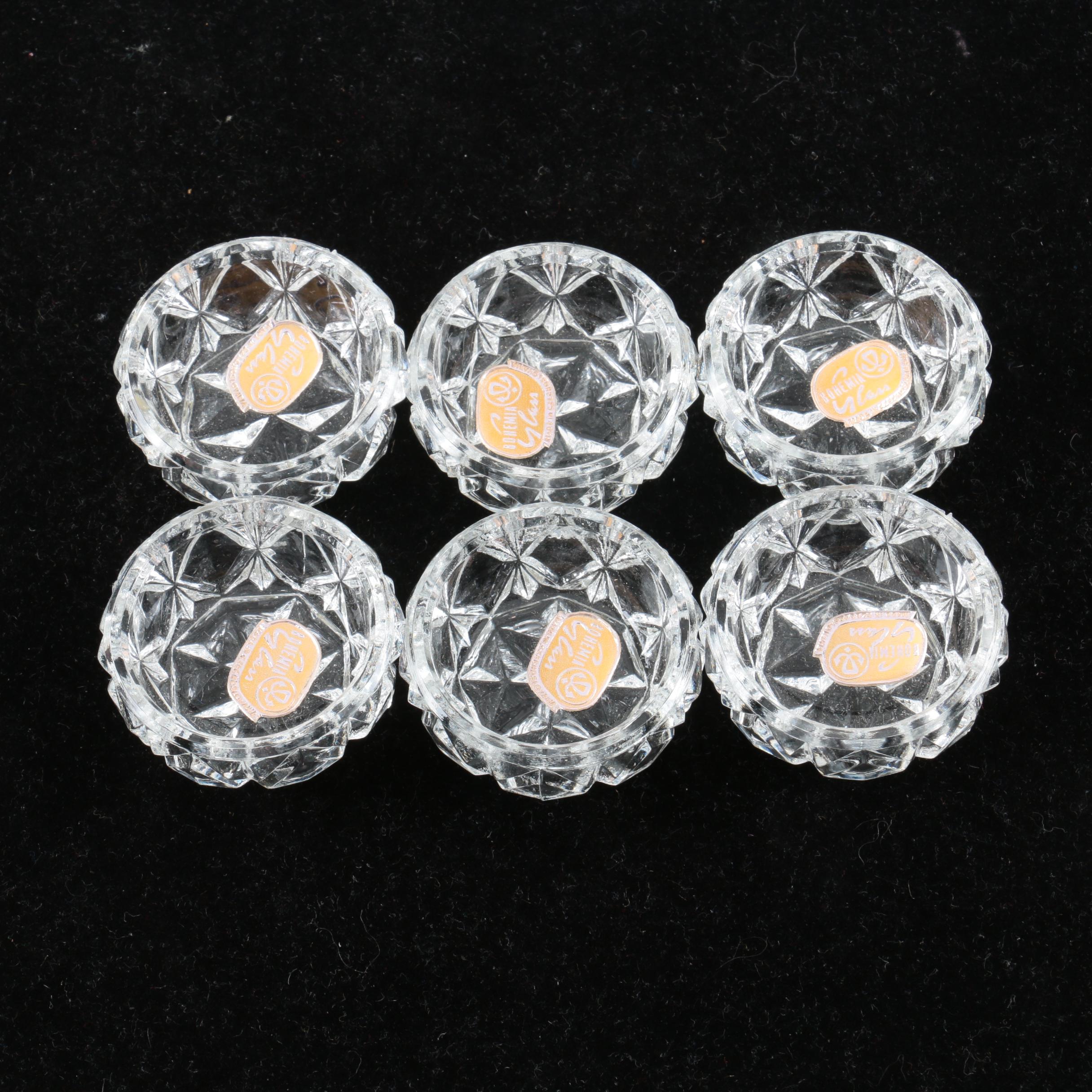 Bohemia Glass Salt Cellars with Salt Spoons