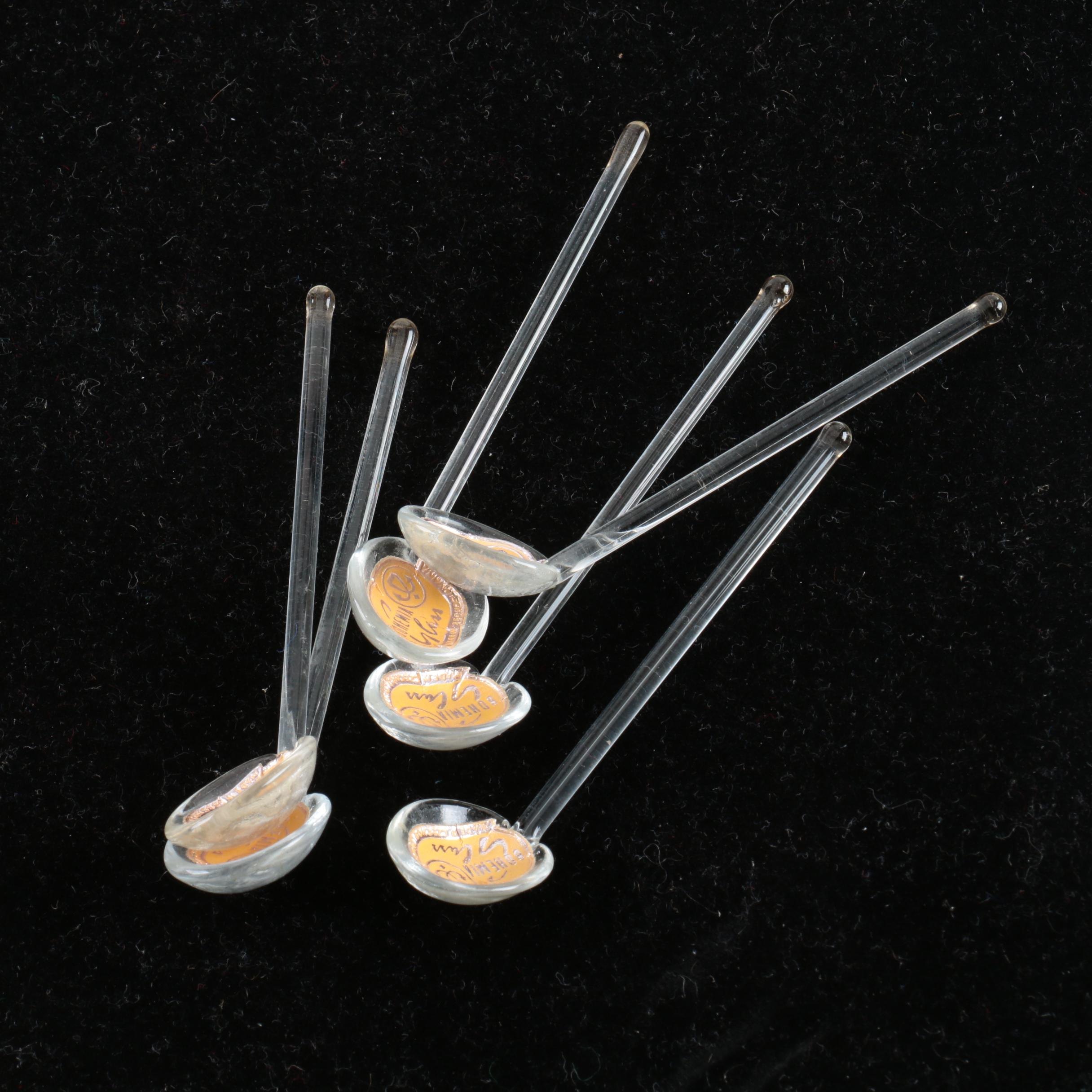 Bohemia Glass Salt Cellars with Salt Spoons