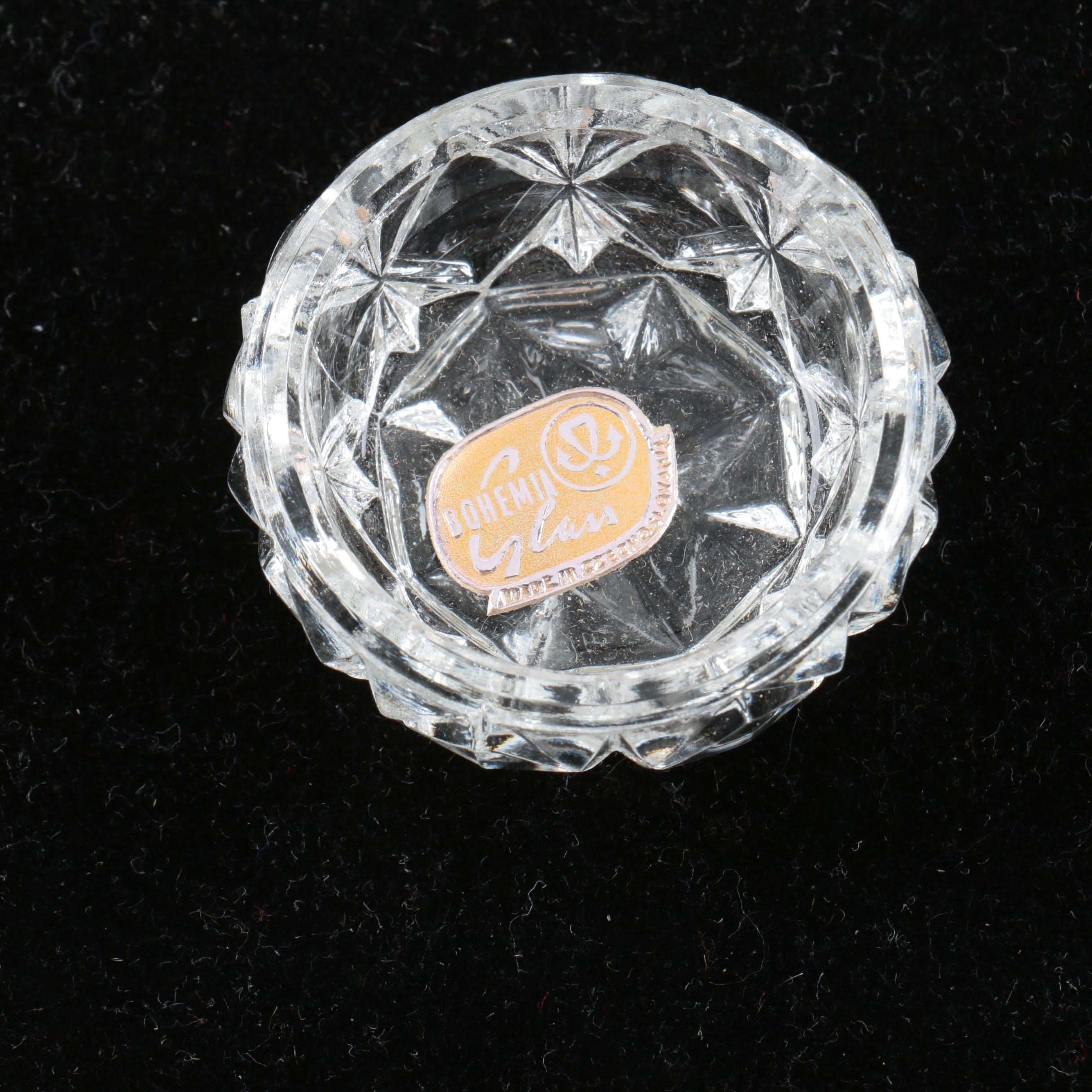 Bohemia Glass Salt Cellars with Salt Spoons